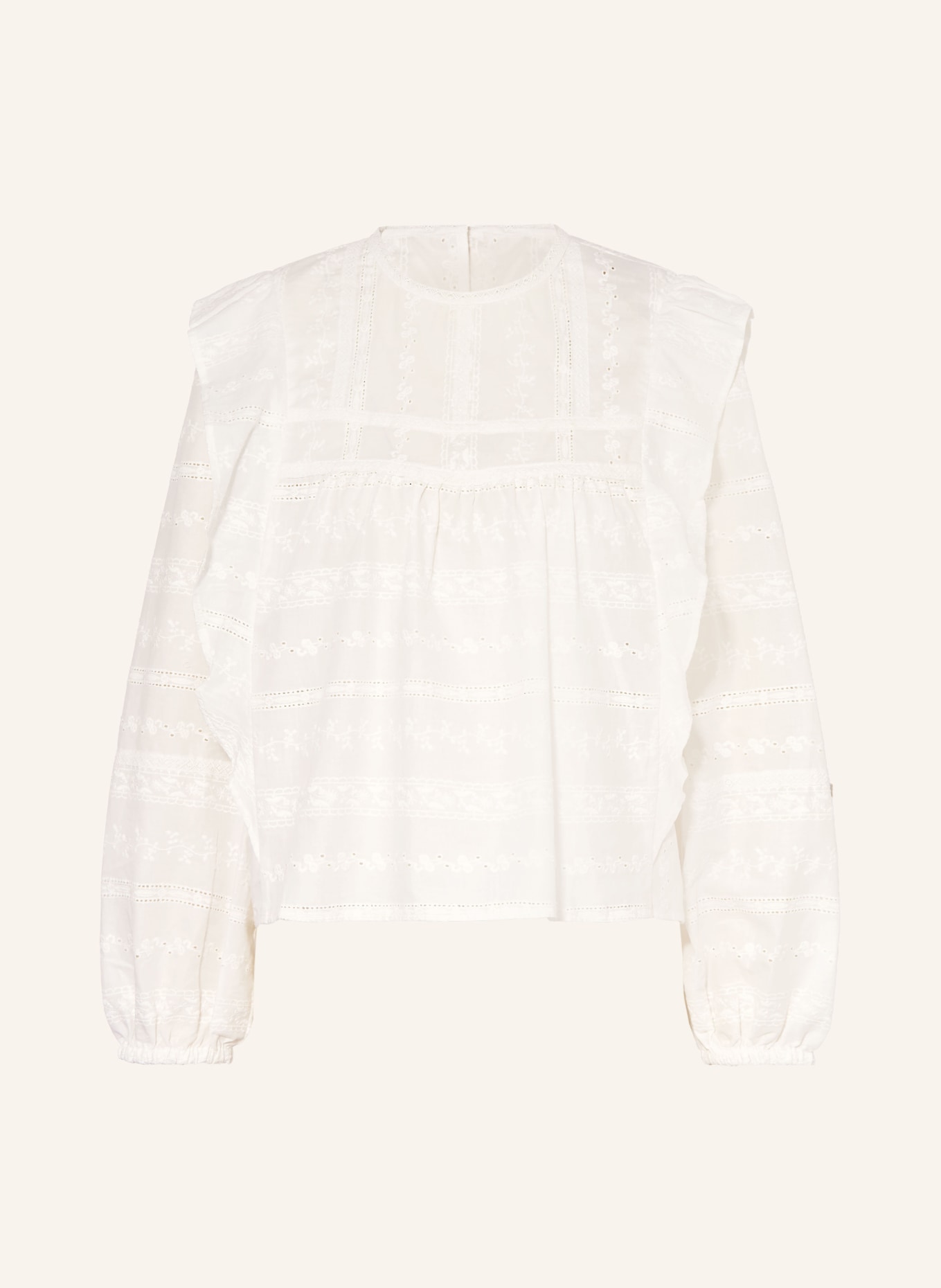 LANIUS Blůza s krajkou a volány: BÍLÁ