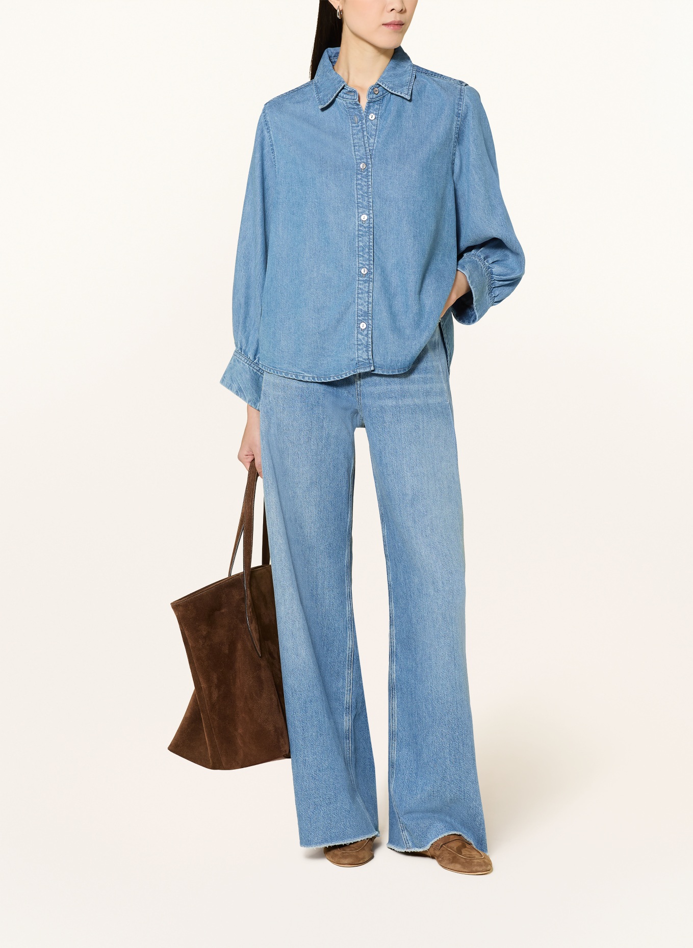 LANIUS Jeansbluse: BLAU