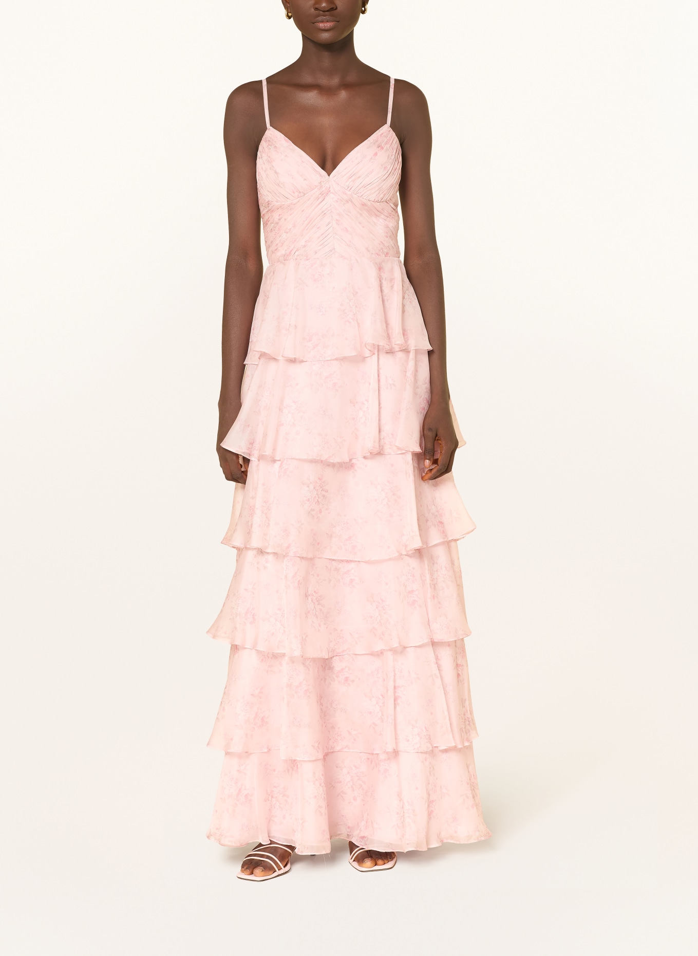 Hey Kyla Evening gown with flounces: LIGHT PINK / DUSKY PINK / TAUPE