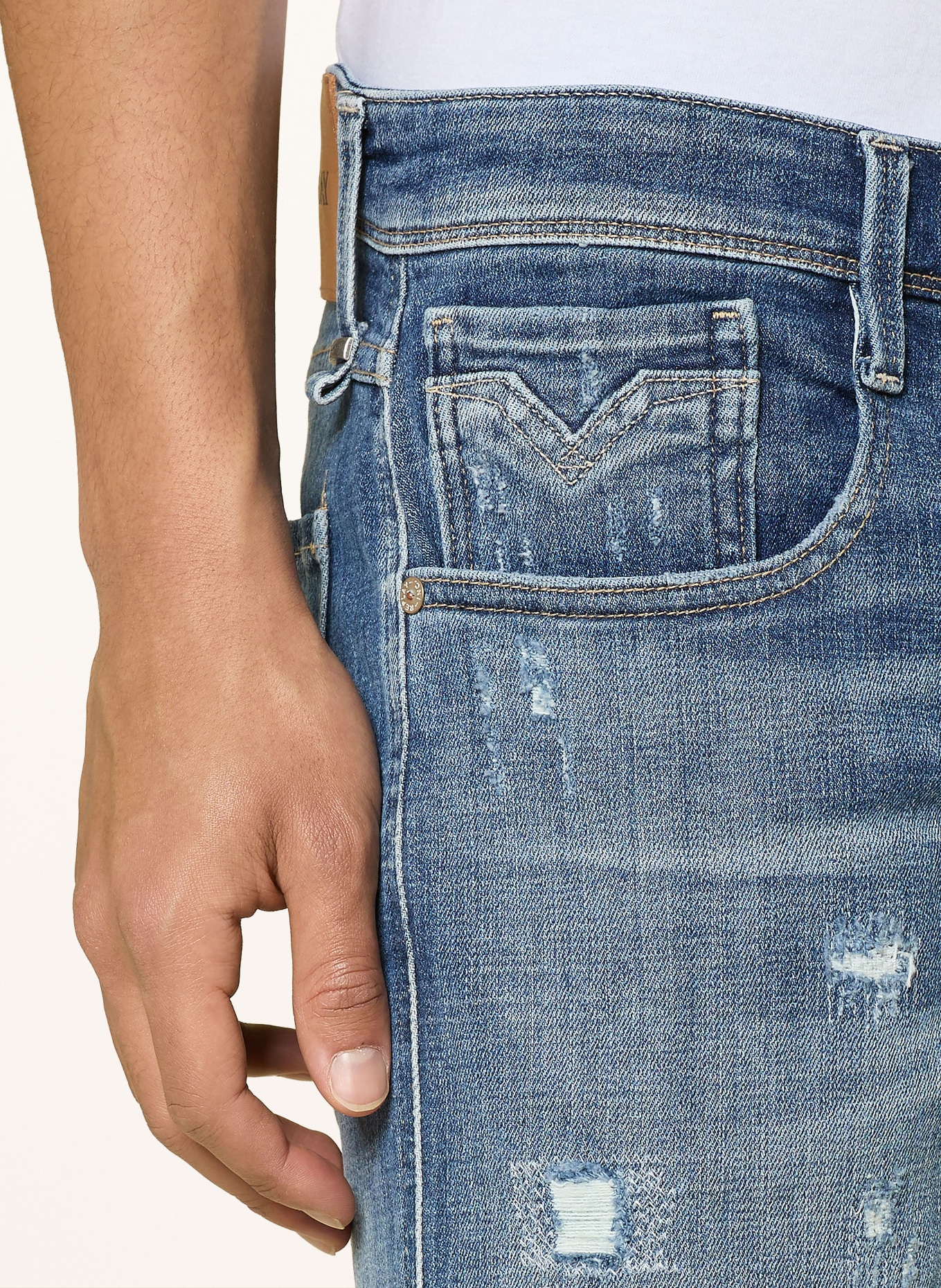 REPLAY Destroyed Jeans ANBASS Sllim Fit: 009 MEDIUM BLUE