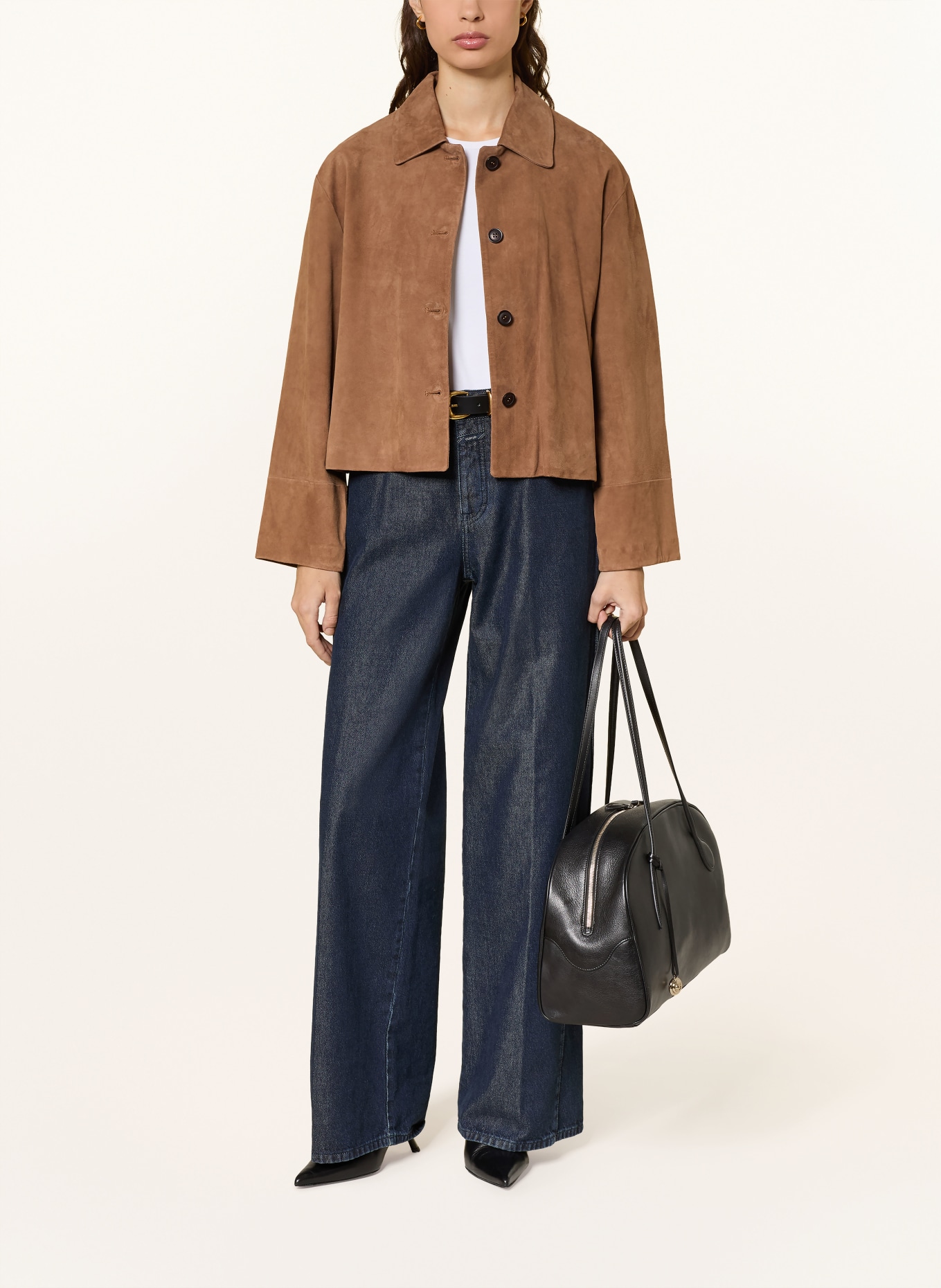 STUDIO AR ELAINE leather jacket: BROWN