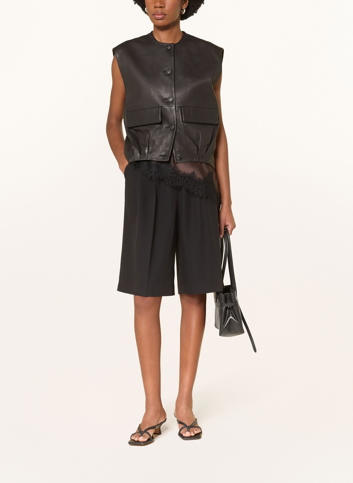 STUDIO AR Gilet en cuir DANIELA: NOIR