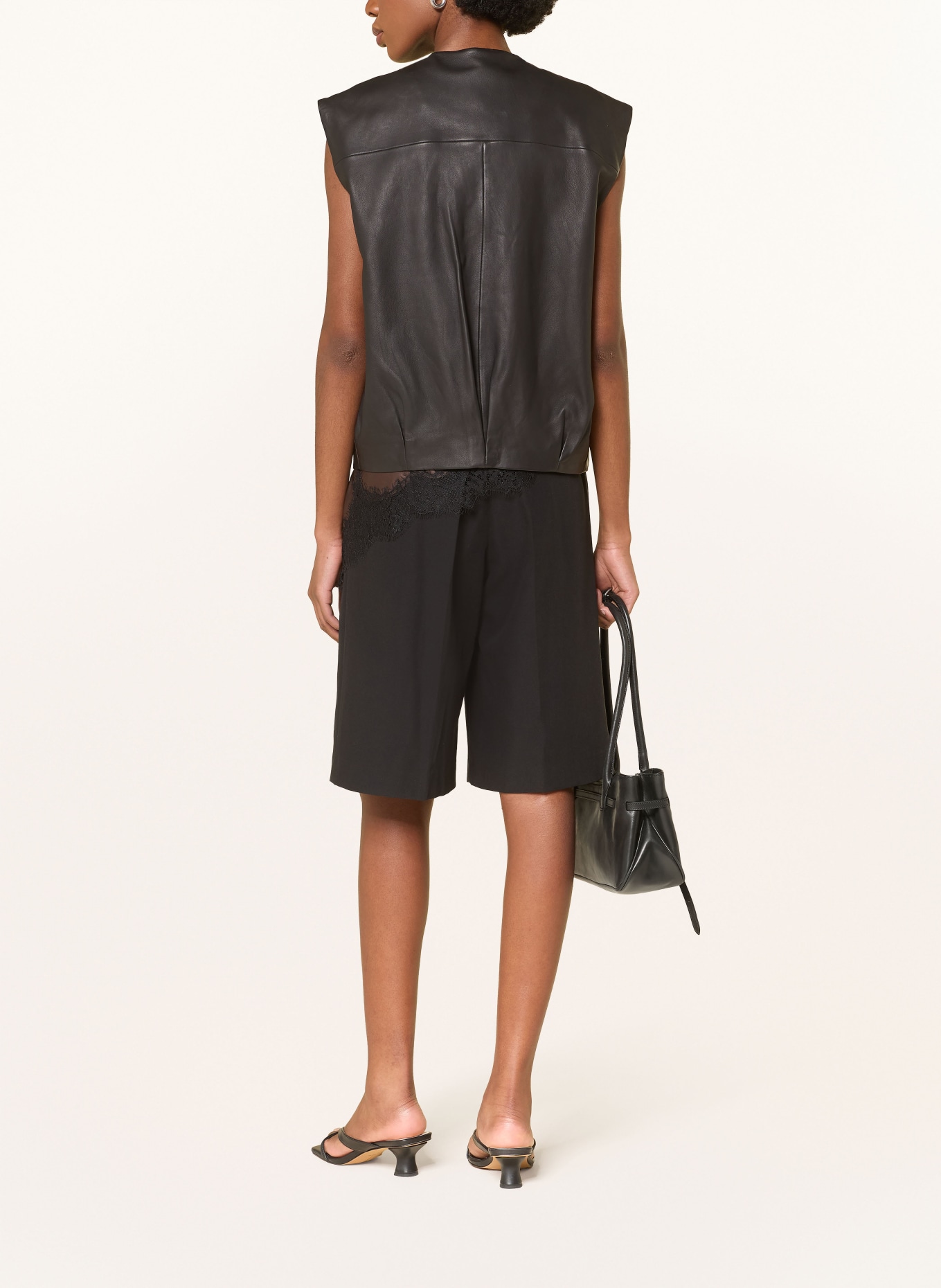 STUDIO AR Gilet en cuir DANIELA: NOIR