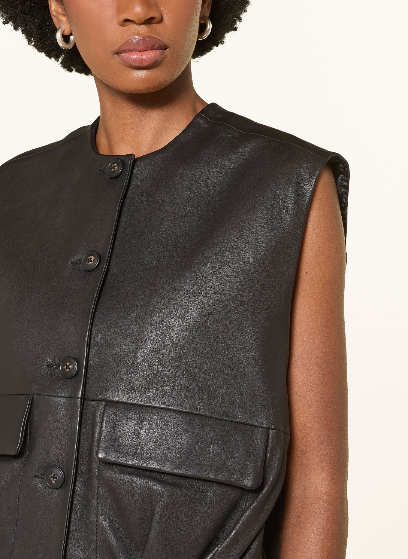 STUDIO AR Gilet en cuir DANIELA: NOIR