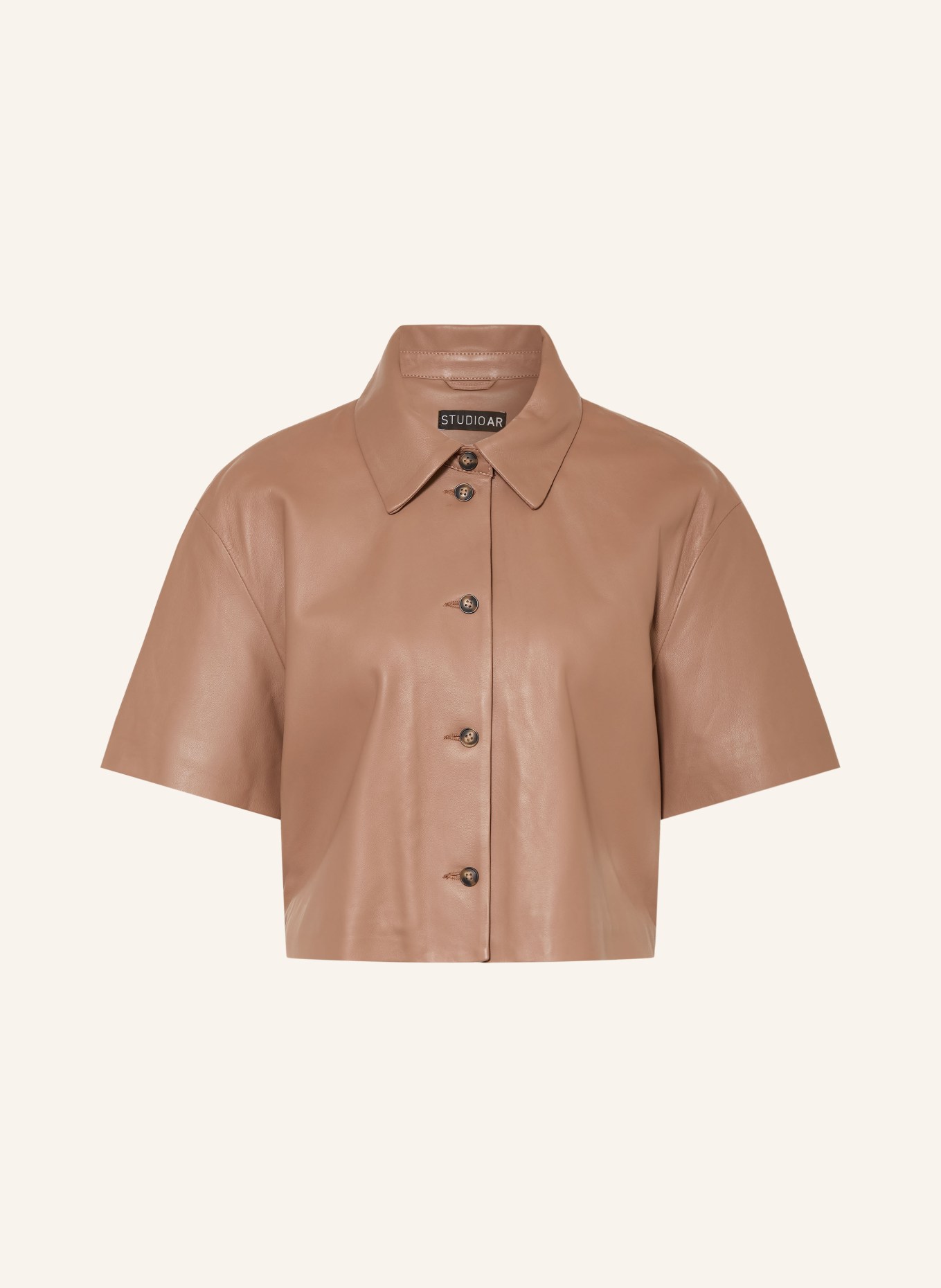 STUDIO AR EVELINE box jacket made of leather: COGNAC