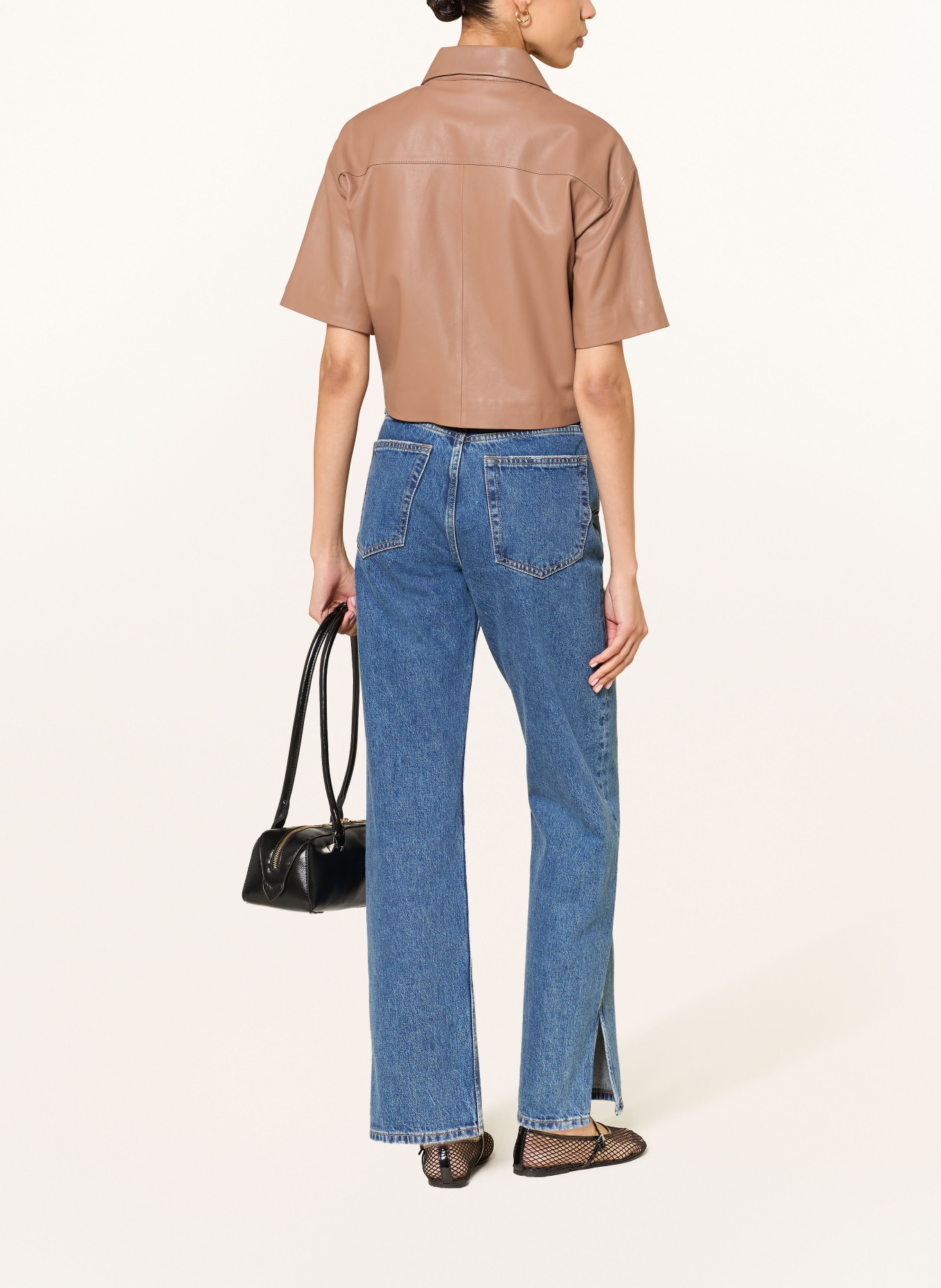 STUDIO AR EVELINE box jacket made of leather: COGNAC