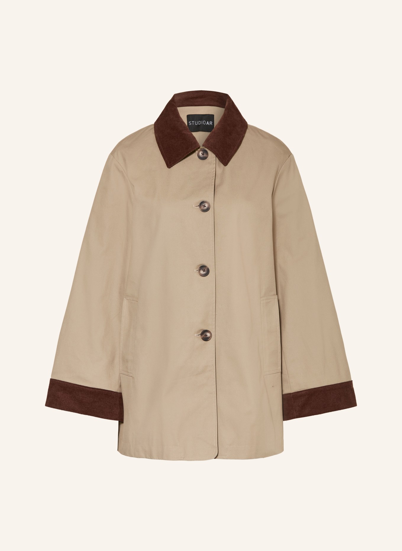 STUDIO AR Płaszcz FIORA: BEŻOWY / CIEMNOBRĄZOWY