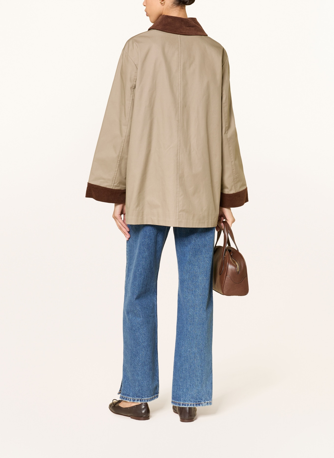 STUDIO AR Płaszcz FIORA: BEŻOWY / CIEMNOBRĄZOWY