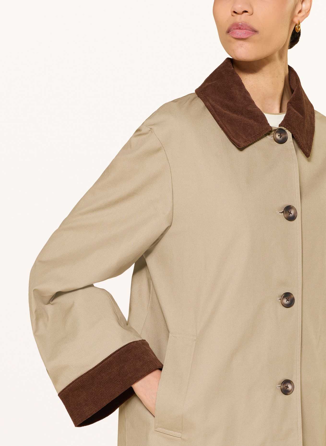 STUDIO AR Płaszcz FIORA: BEŻOWY / CIEMNOBRĄZOWY