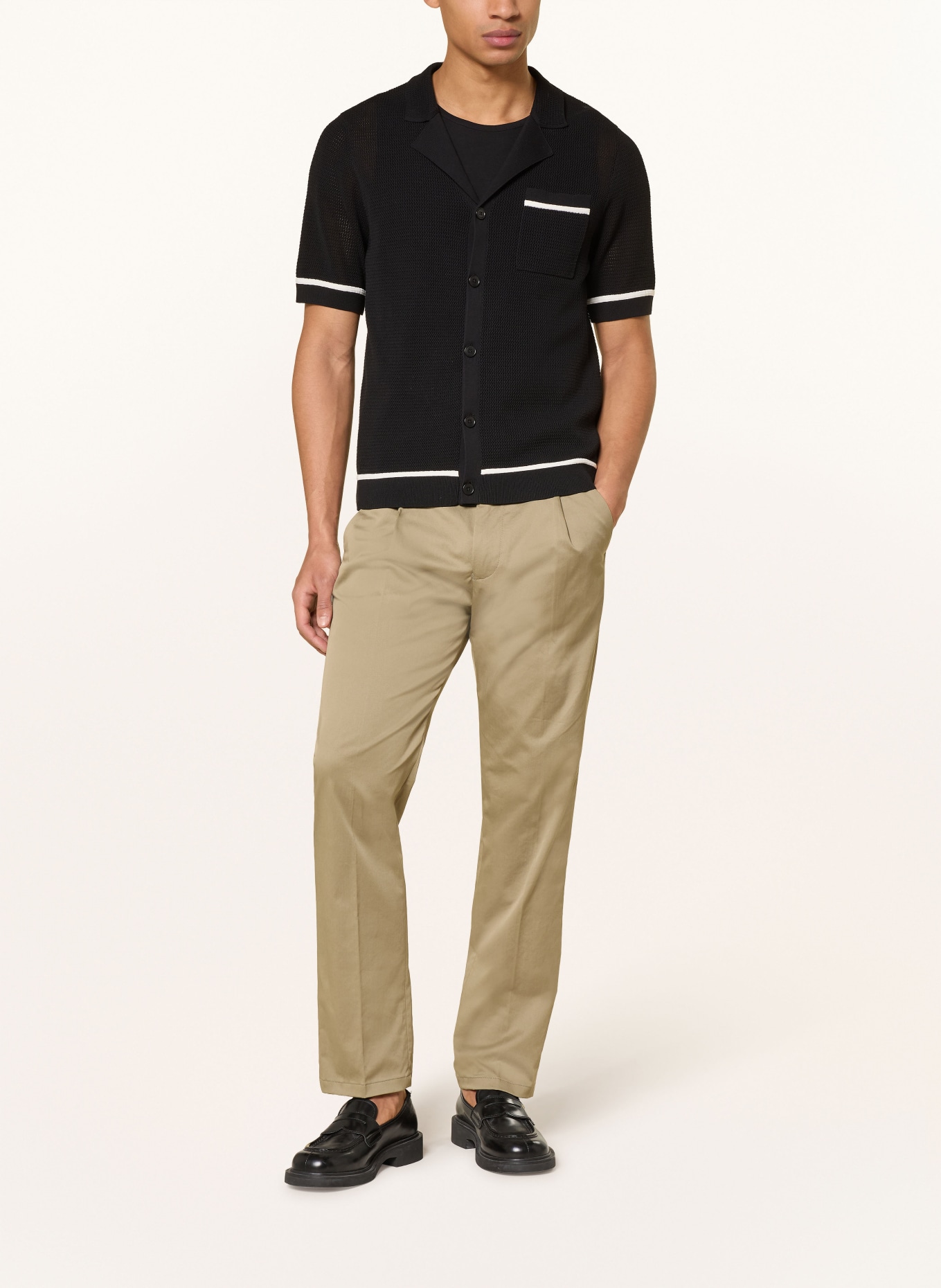 DRYKORN Strickhemd FLAVIRO Relaxed Fit: SCHWARZ / WEISS