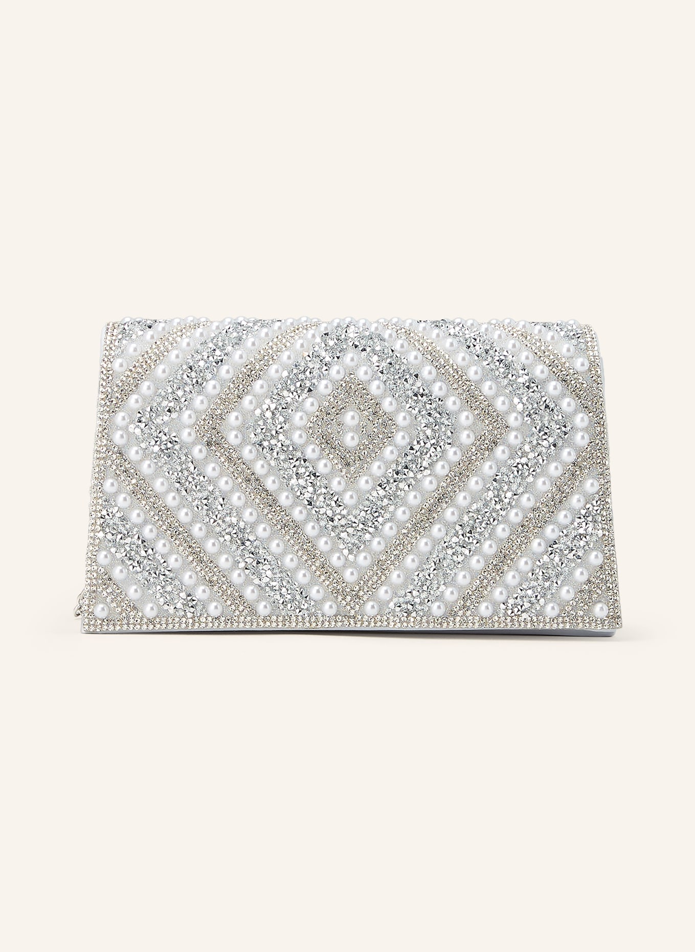 Vera Mont Shoulder bag with decorative pearls and gemstones: SILVER / WHITE