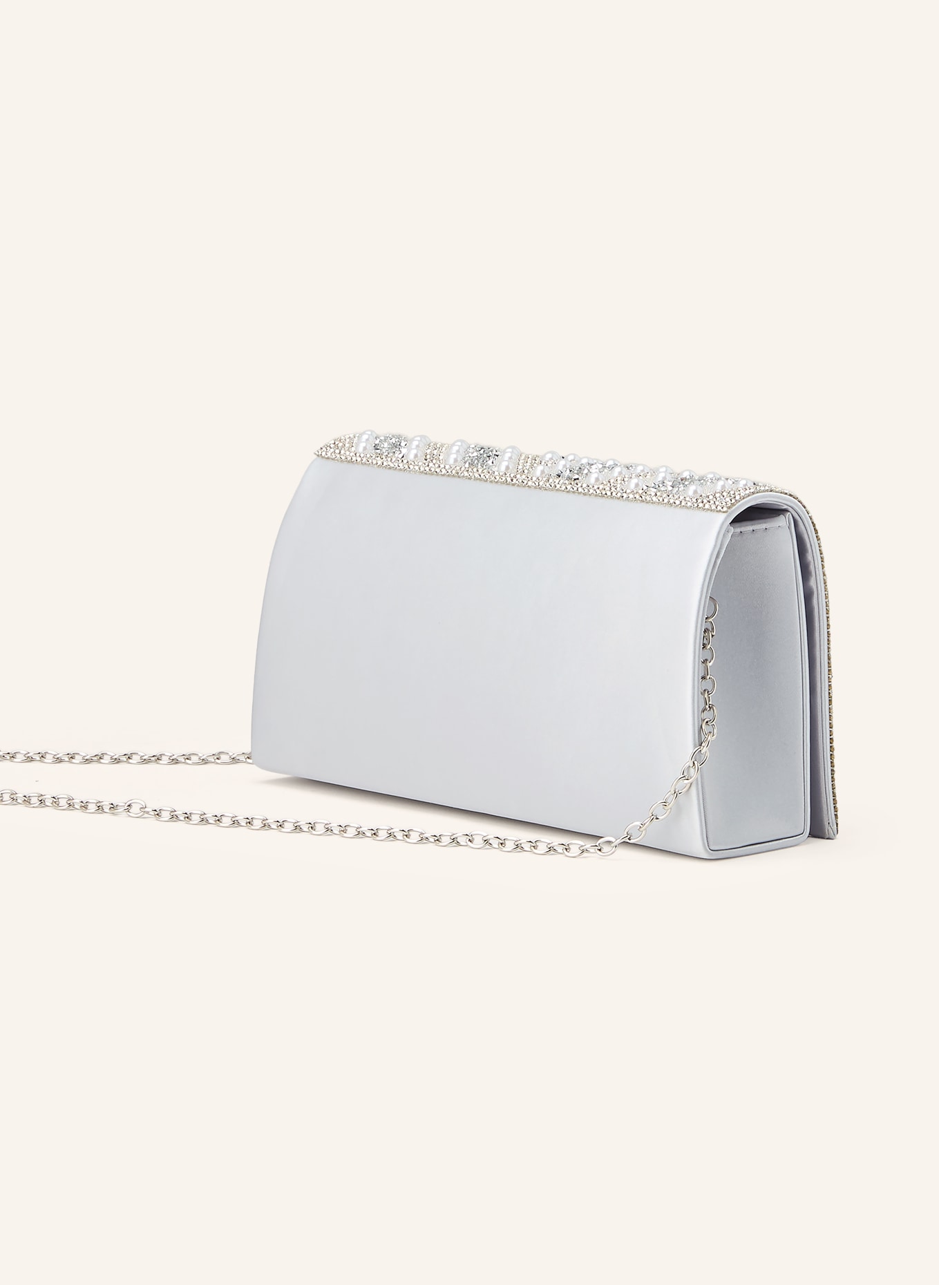 Vera Mont Shoulder bag with decorative pearls and gemstones: SILVER / WHITE