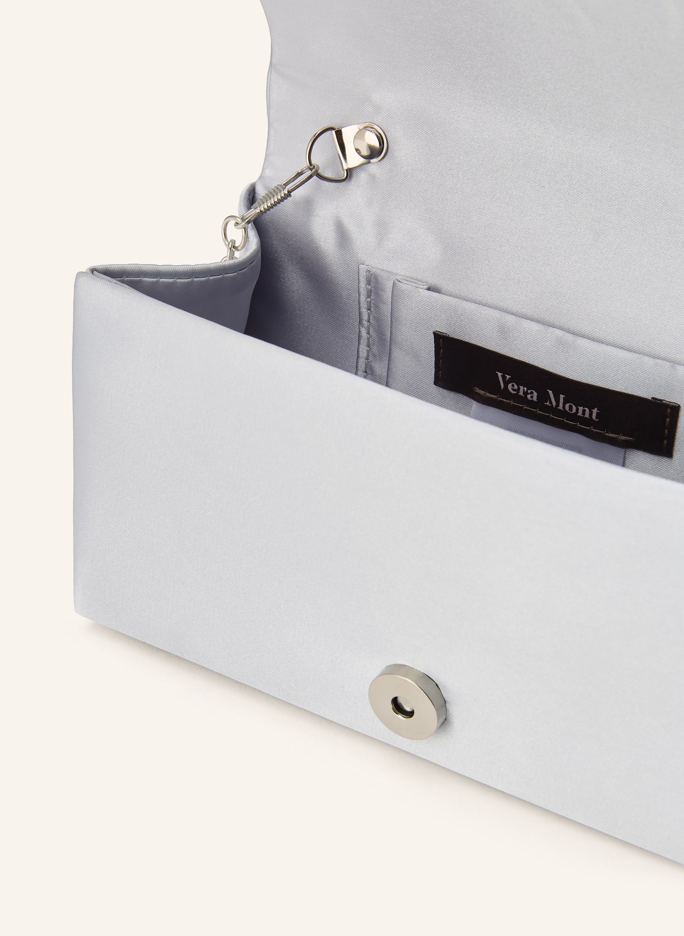 Vera Mont Shoulder bag with decorative pearls and gemstones: SILVER / WHITE