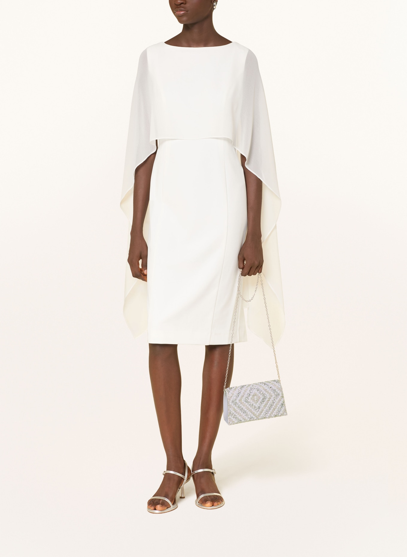 Vera Mont Shoulder bag with decorative pearls and gemstones: SILVER / WHITE