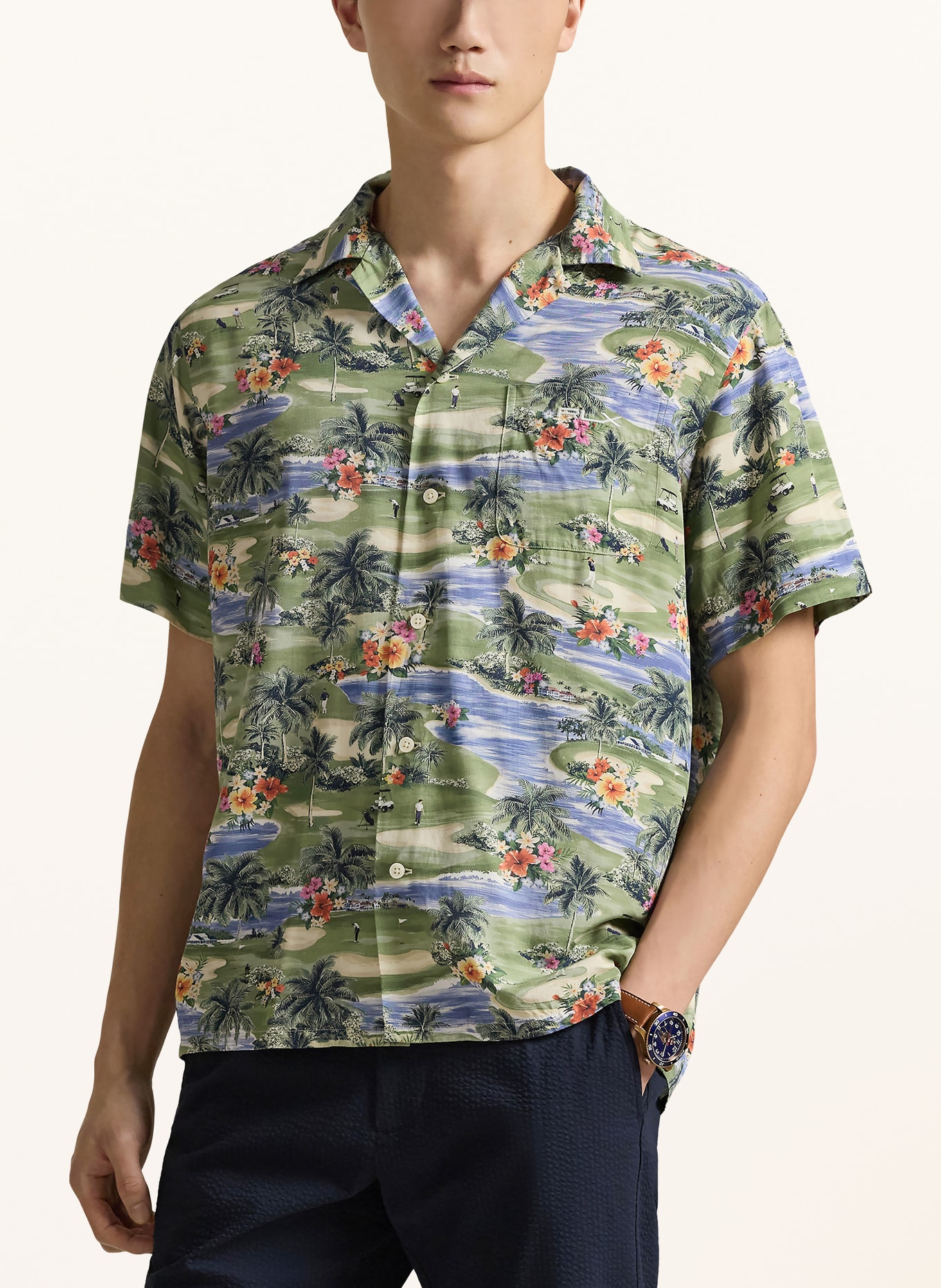 RLX RALPH LAUREN Resort shirt, regular fit: GREEN / ORANGE / BLUE