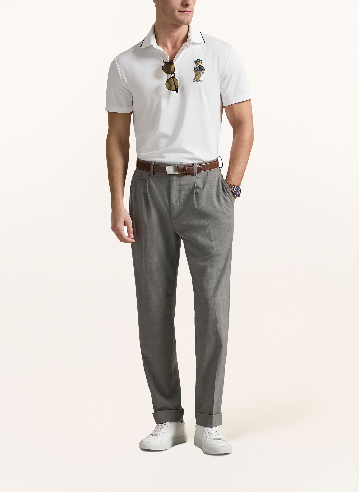 RLX RALPH LAUREN Piqué-Poloshirt Tailored Fit: WEISS / SCHWARZ