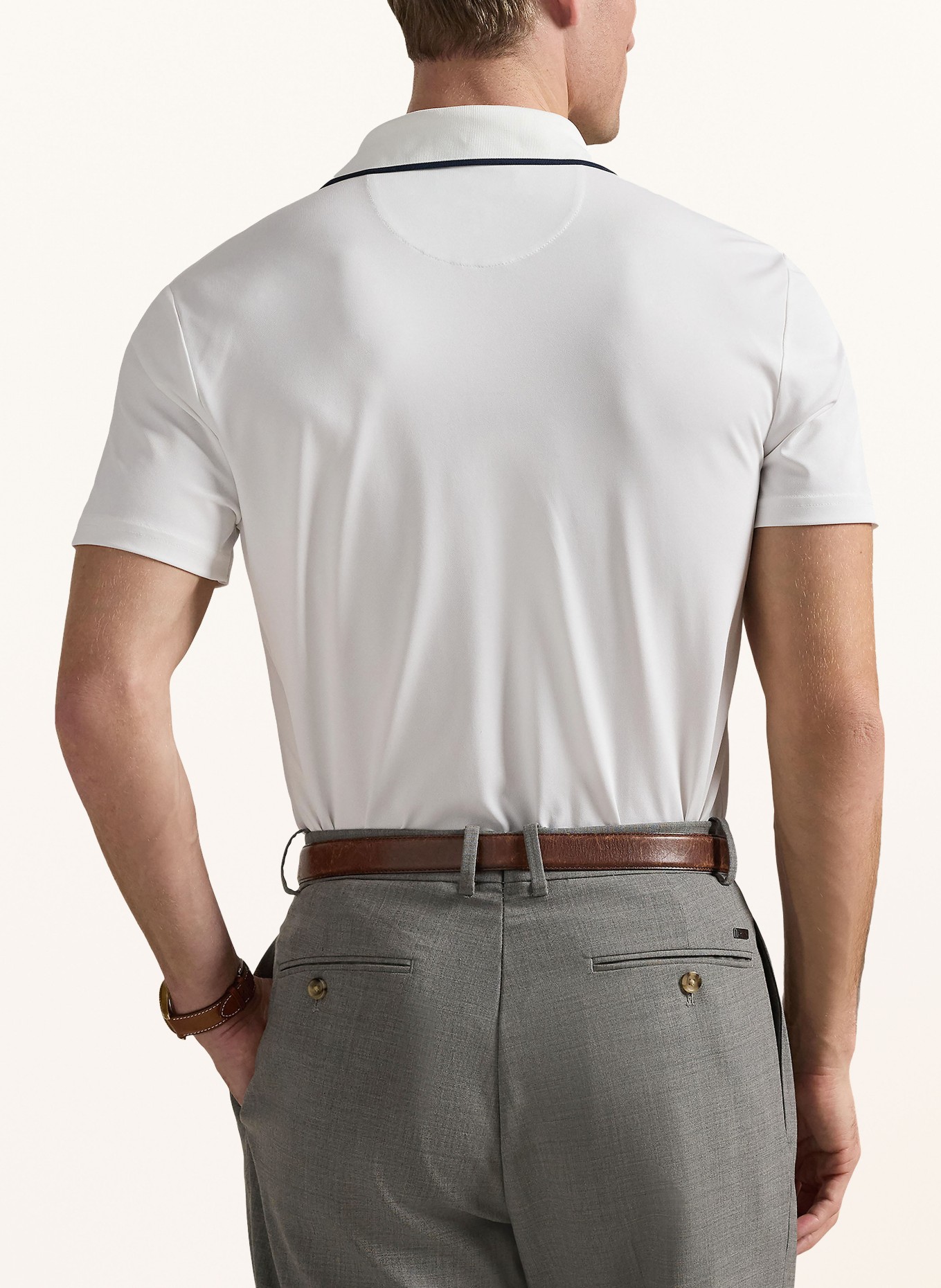 RLX RALPH LAUREN Piqué-Poloshirt Tailored Fit: WEISS / SCHWARZ