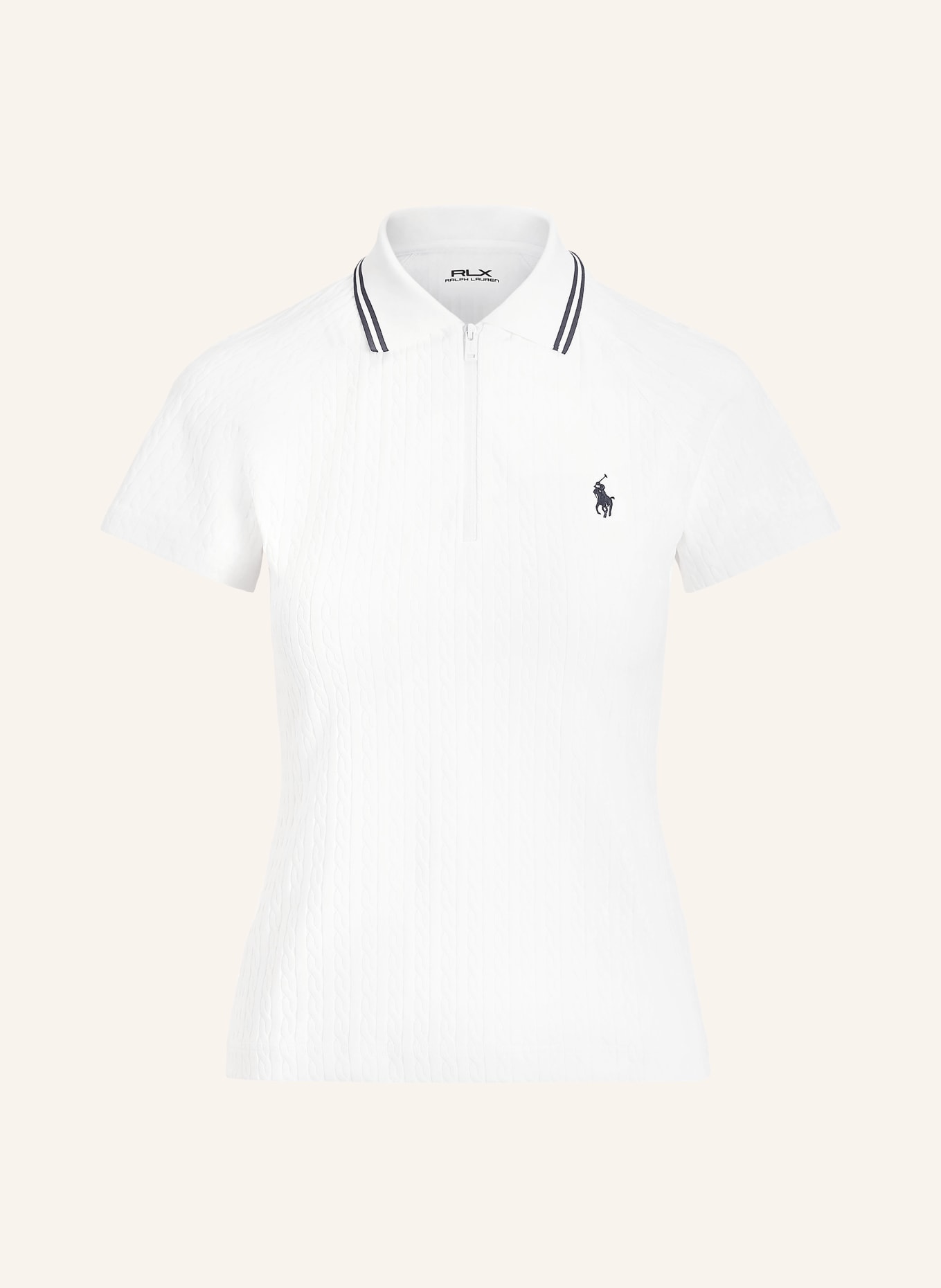 RLX RALPH LAUREN Funktions-Poloshirt: WEISS / DUNKELBLAU