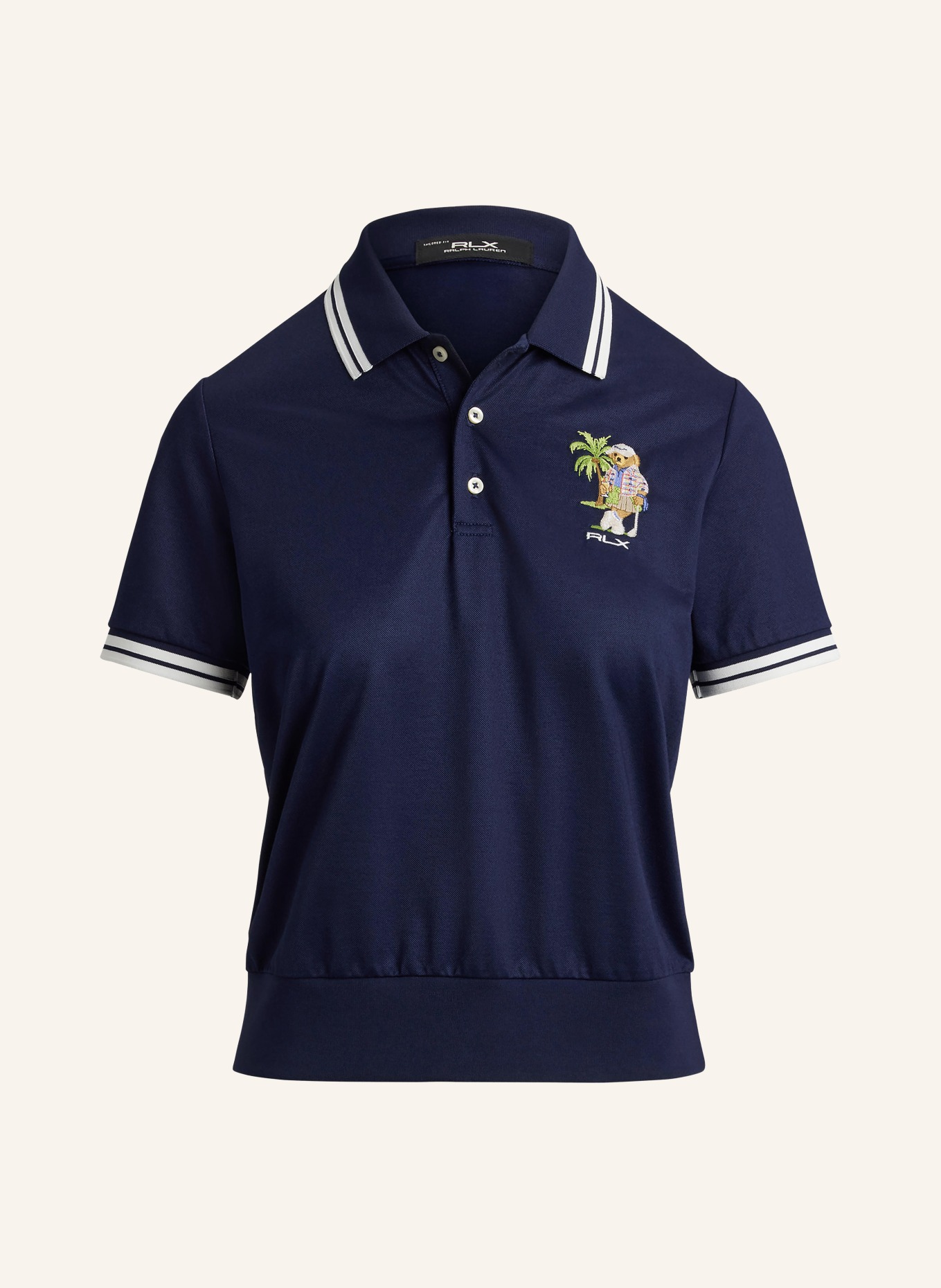RLX RALPH LAUREN Functional polo shirt: DARK BLUE / LIGHT GREEN / WHITE