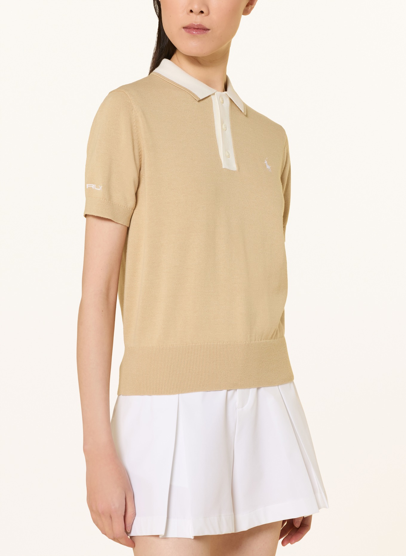 RLX RALPH LAUREN Funkční polokošile: SVĚTLE HNĚDÁ / BÍLÁ