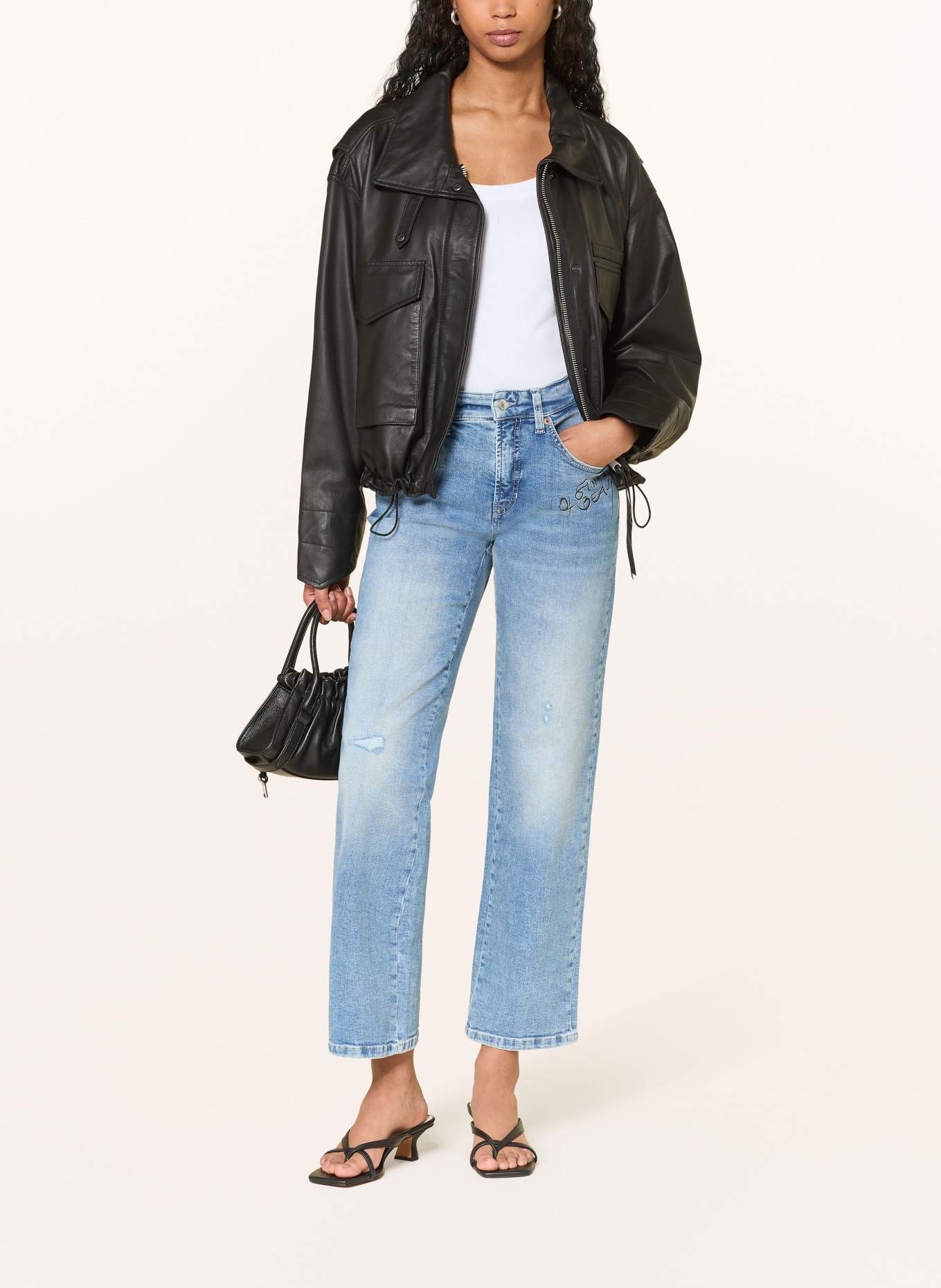 CAMBIO Rovné džíny GINI: 5177 soft destroyed