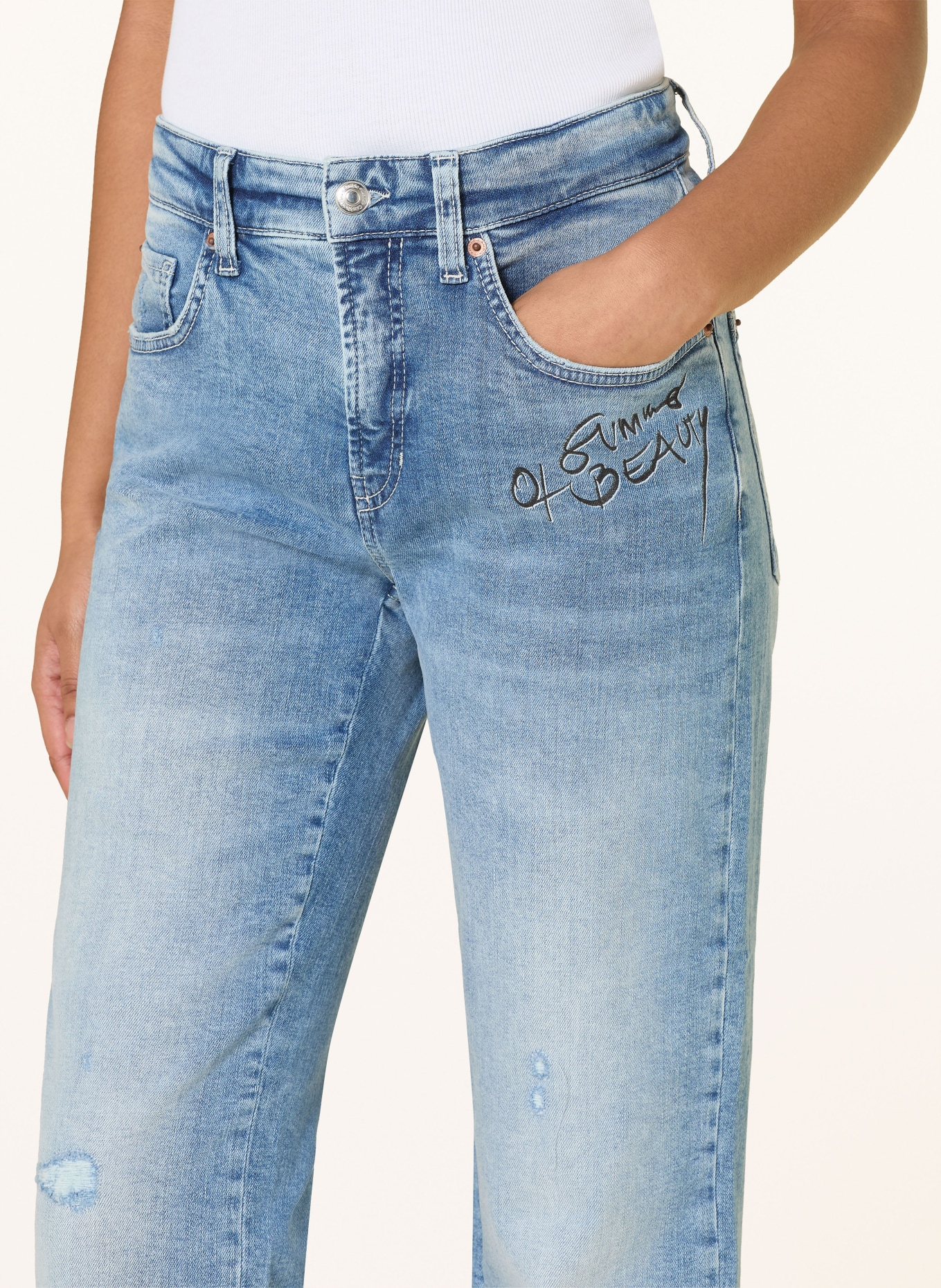 CAMBIO Rovné džíny GINI: 5177 soft destroyed