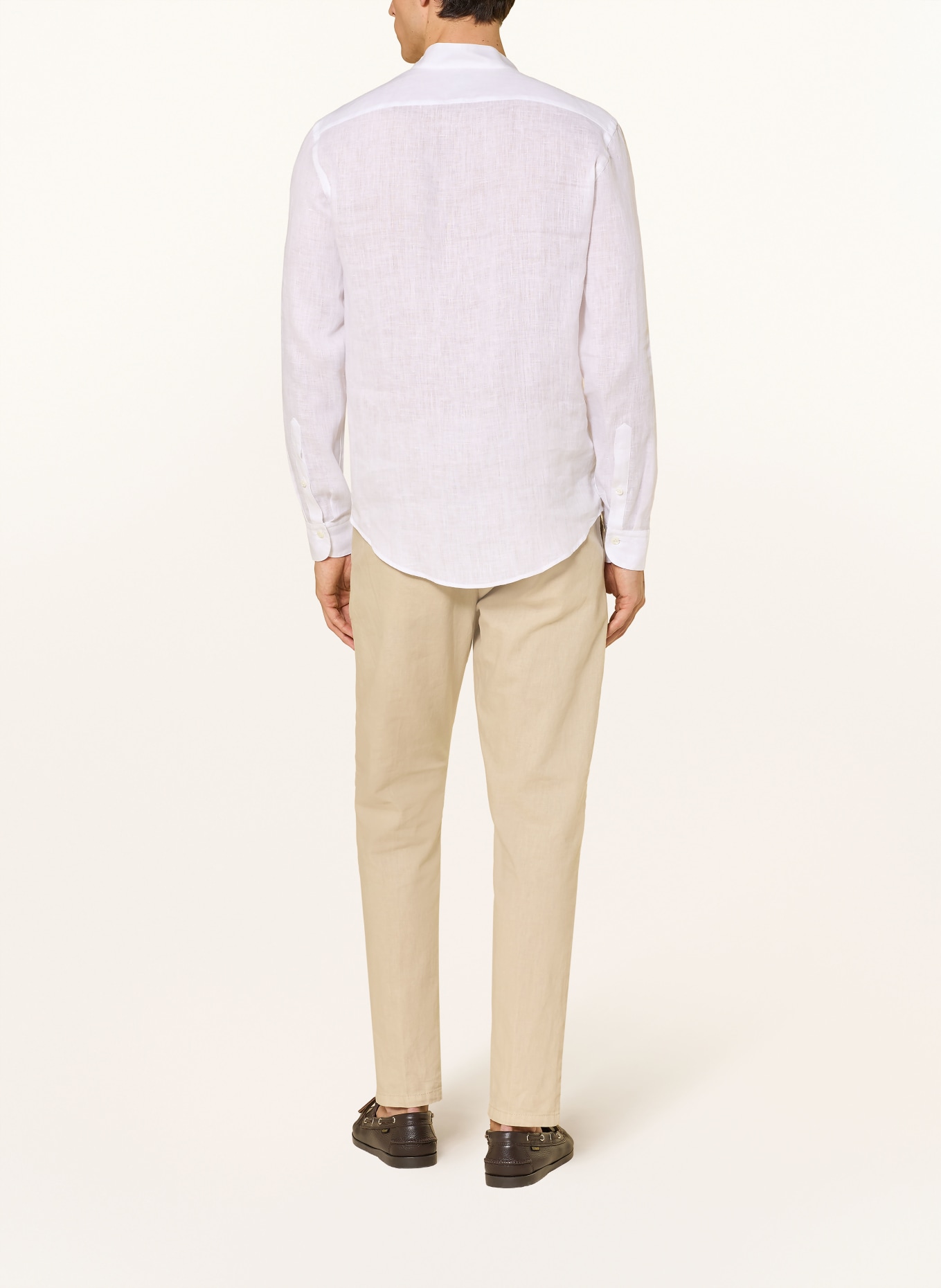 van Laack Lněná košile VL-RUDO-K Slim Fit se stojáčkem: BÍLÁ