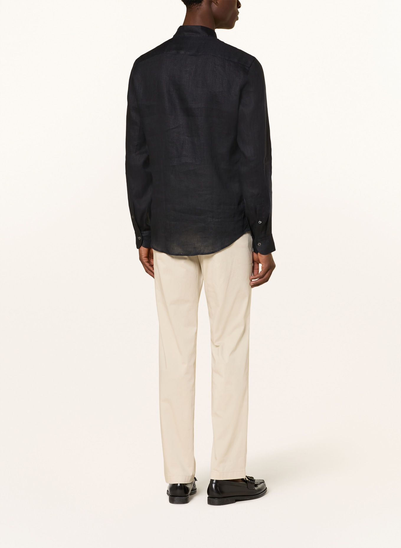 van Laack Leinenhemd VL-RUDO-K Slim Fit mit Stehkragen: DUNKELBLAU