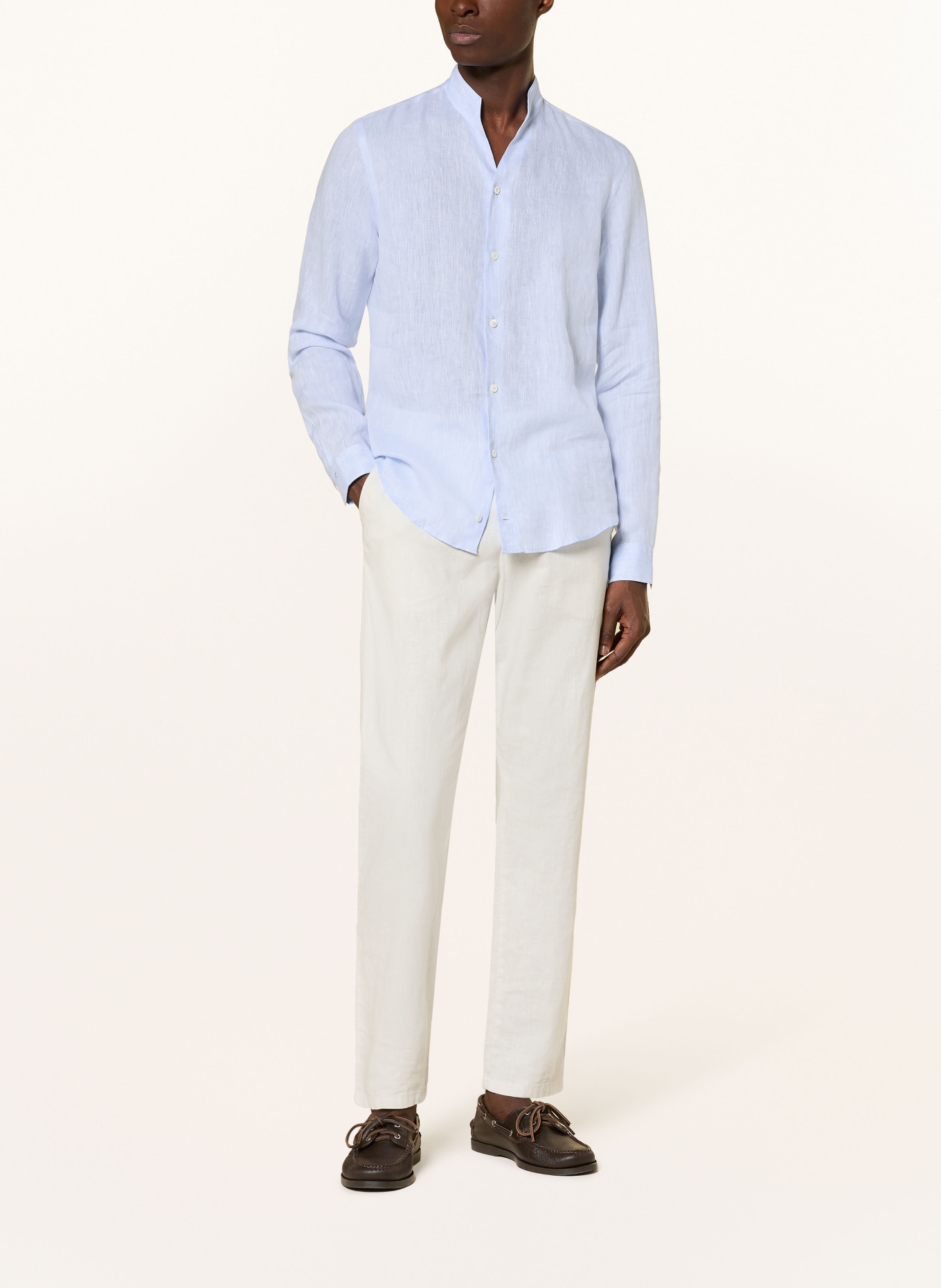 van Laack VL-RUDO-K slim fit linen shirt with stand-up collar: LIGHT BLUE