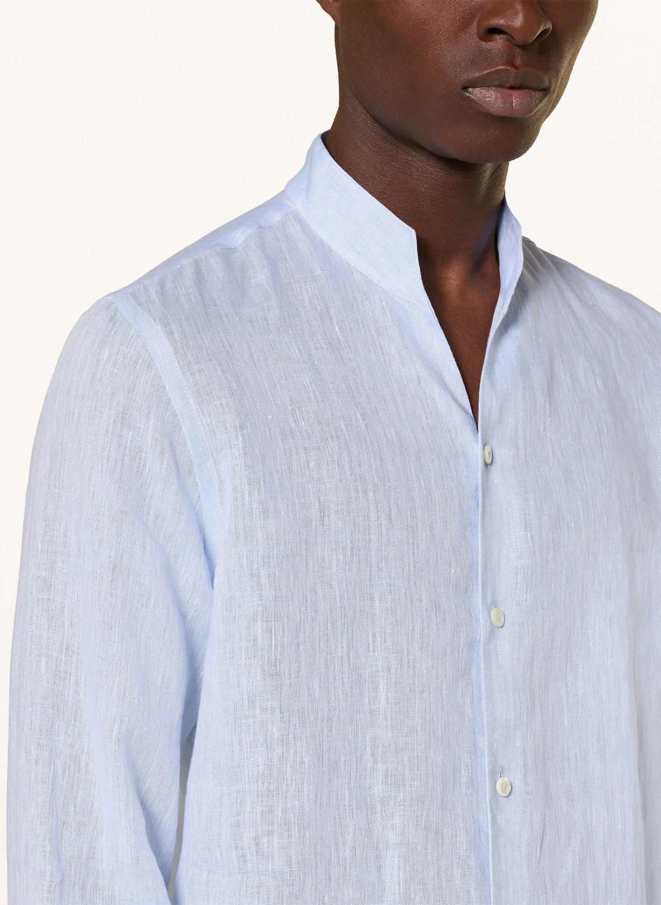 van Laack VL-RUDO-K slim fit linen shirt with stand-up collar: LIGHT BLUE