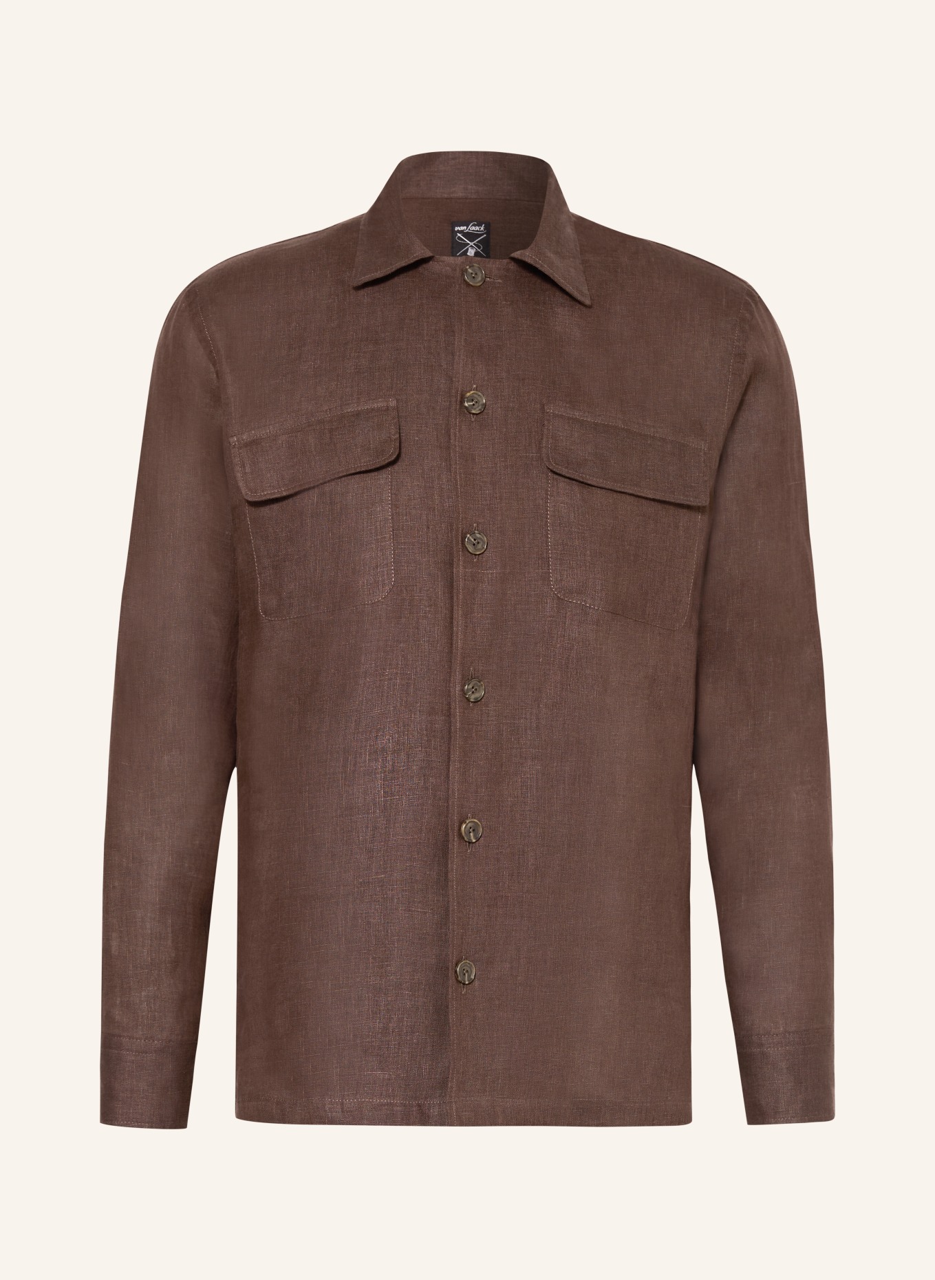 van Laack Linen shirt VL-RADIN-K Regular Fit: DARK BROWN