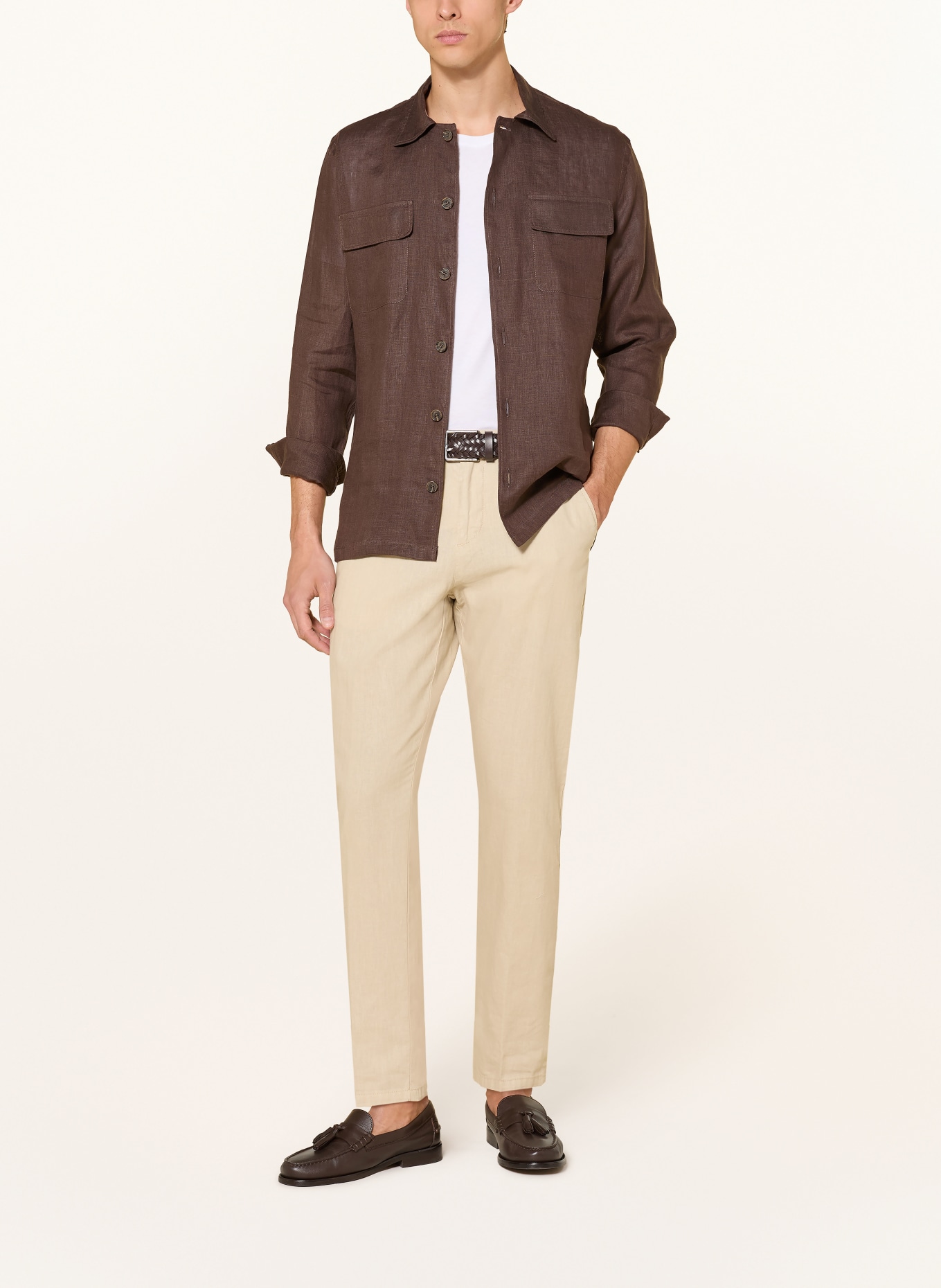 van Laack Linen shirt VL-RADIN-K Regular Fit: DARK BROWN