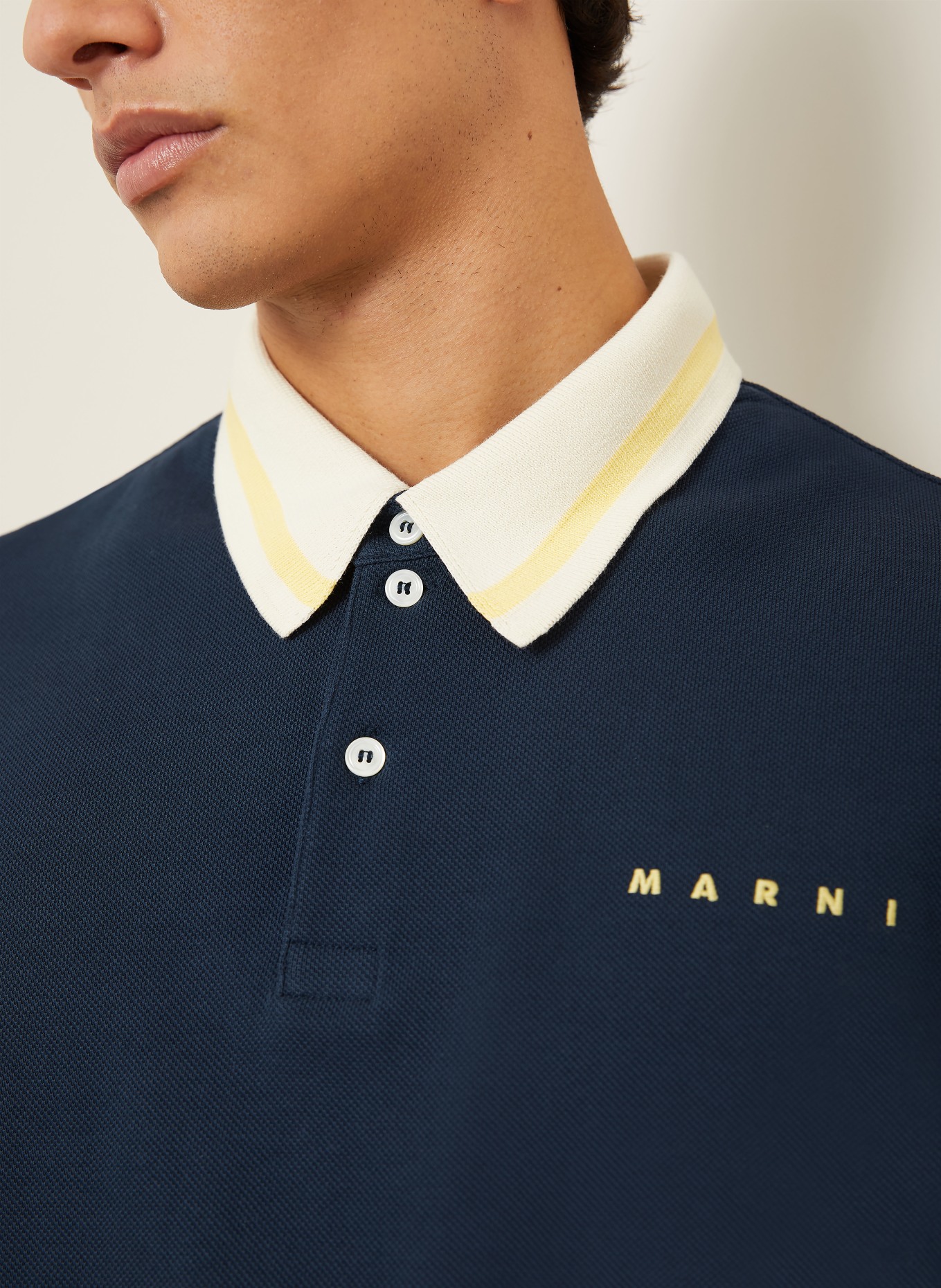 MARNI piqué polo shirt: DARK BLUE