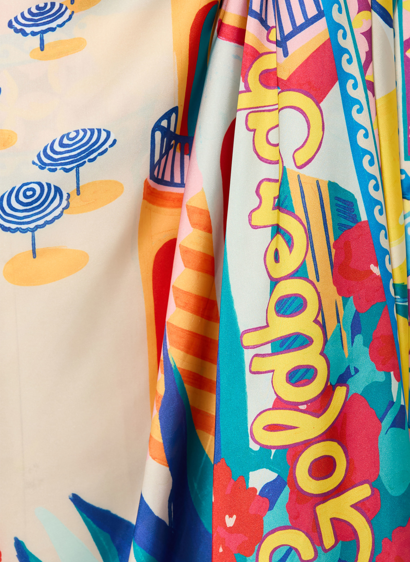 GOLDBERGH Saténový pareo FIORINA: TYRKYSOVÁ / RŮŽOVÁ / ŽLUTÁ