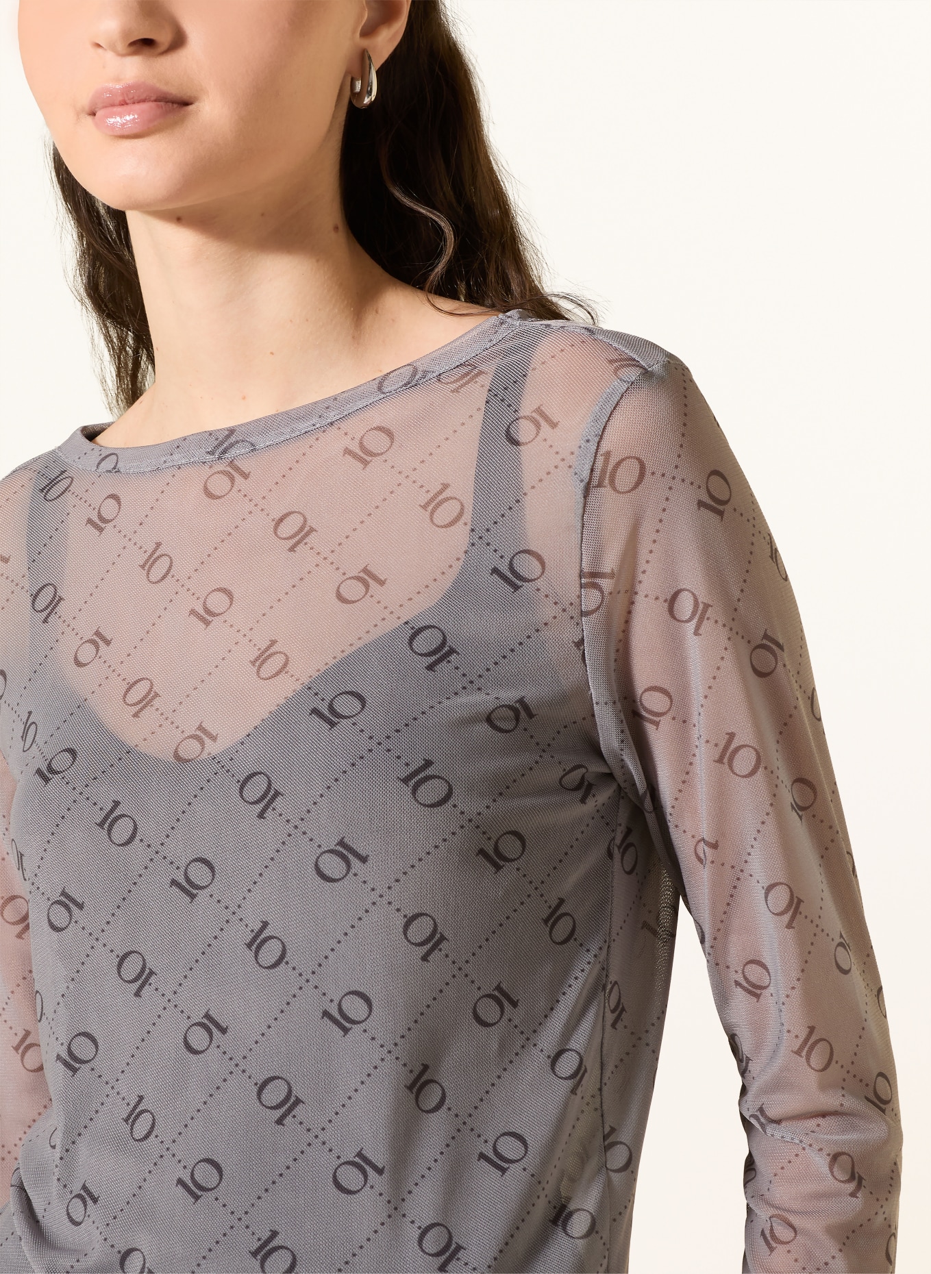 10DAYS Dlouhé rukávy z síťoviny: ŠEDÁ / TMAVĚ ŠEDÁ