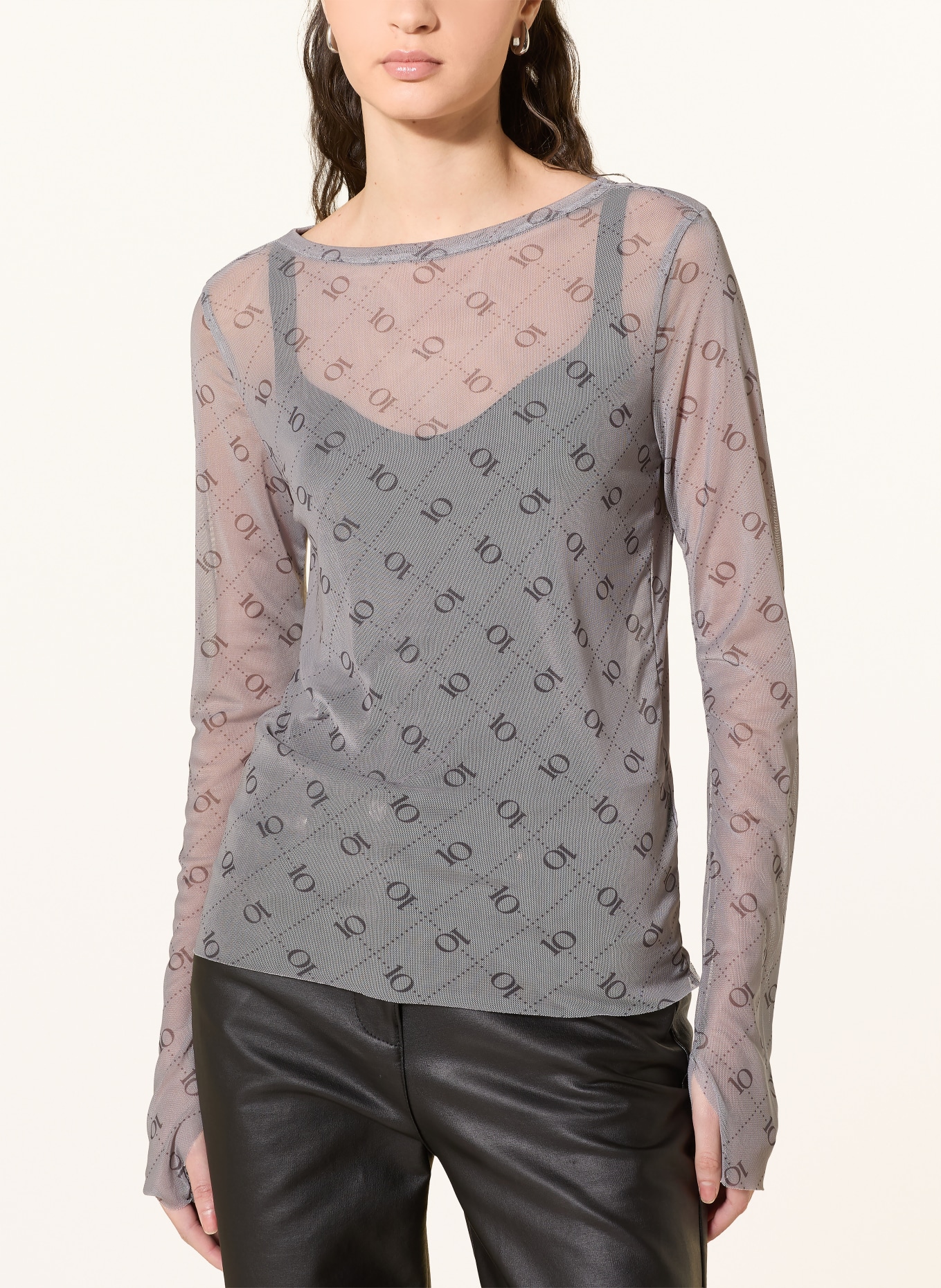 10DAYS Dlouhé rukávy z síťoviny: ŠEDÁ / TMAVĚ ŠEDÁ