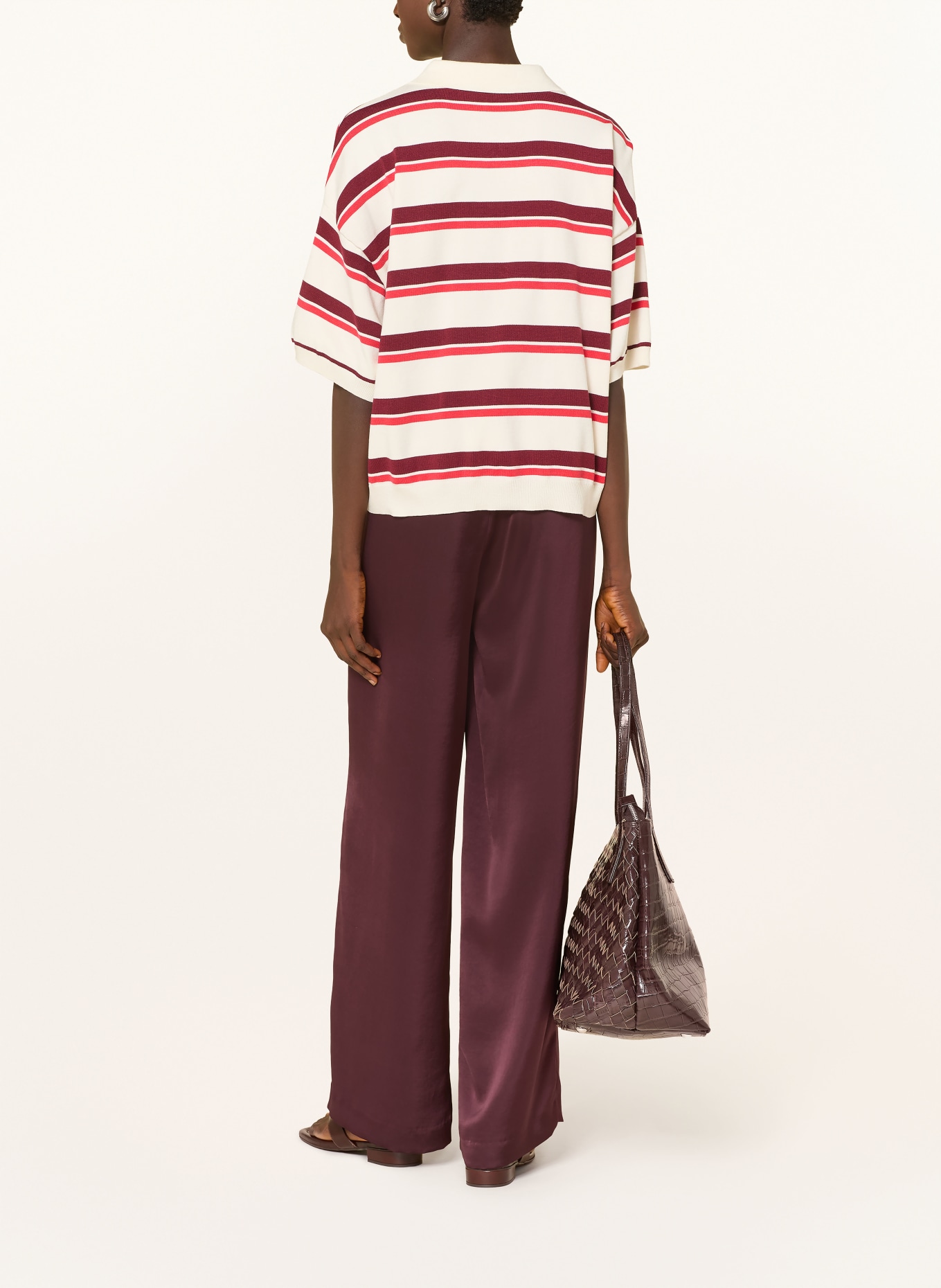 GESTUZ Strick-Poloshirt GZTAIA: CREME / DUNKELROT / ROT