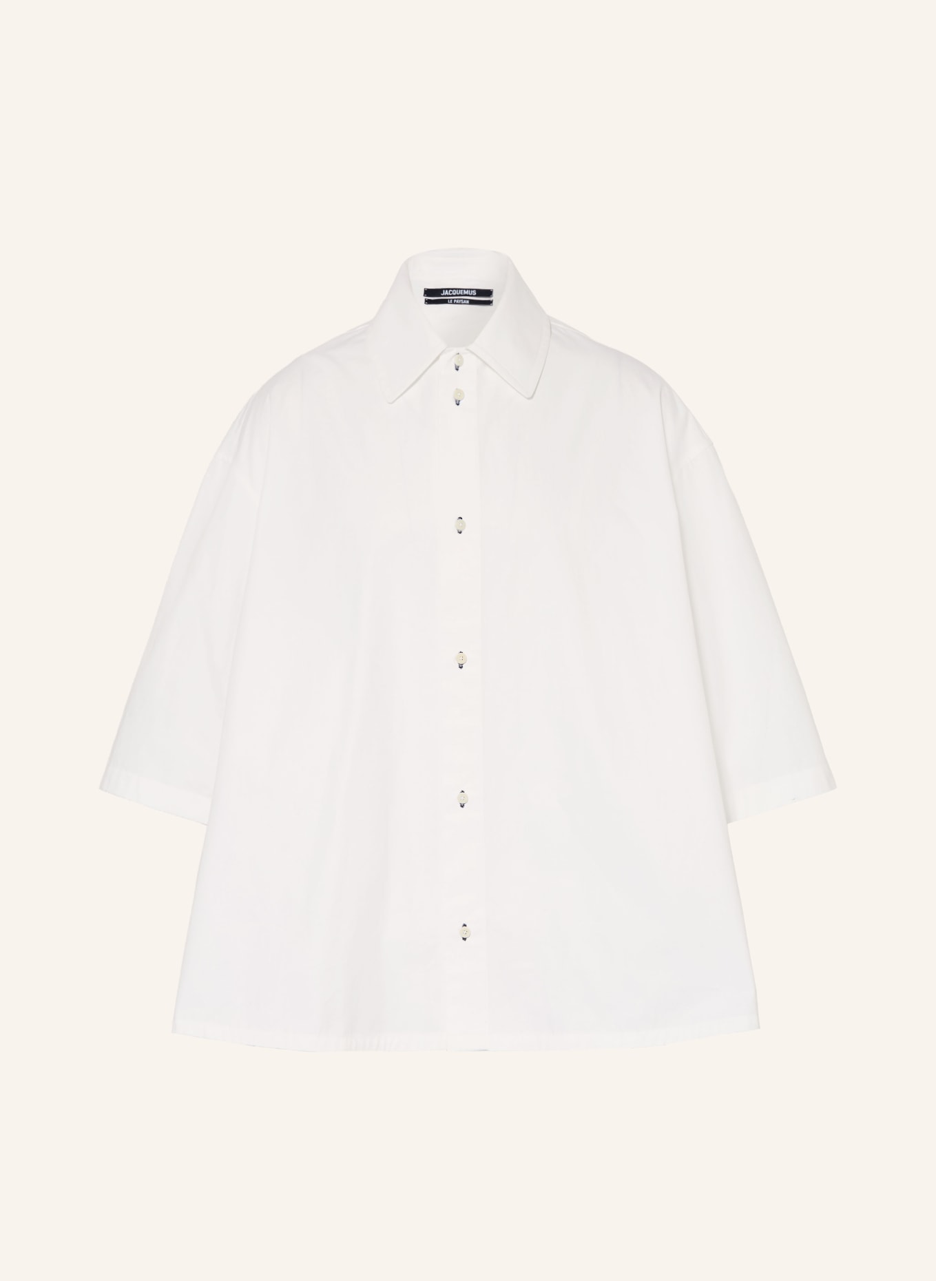 JACQUEMUS LA CHEMISE TRIANGLE Comfort Fit shirt with 3/4 sleeves: WHITE