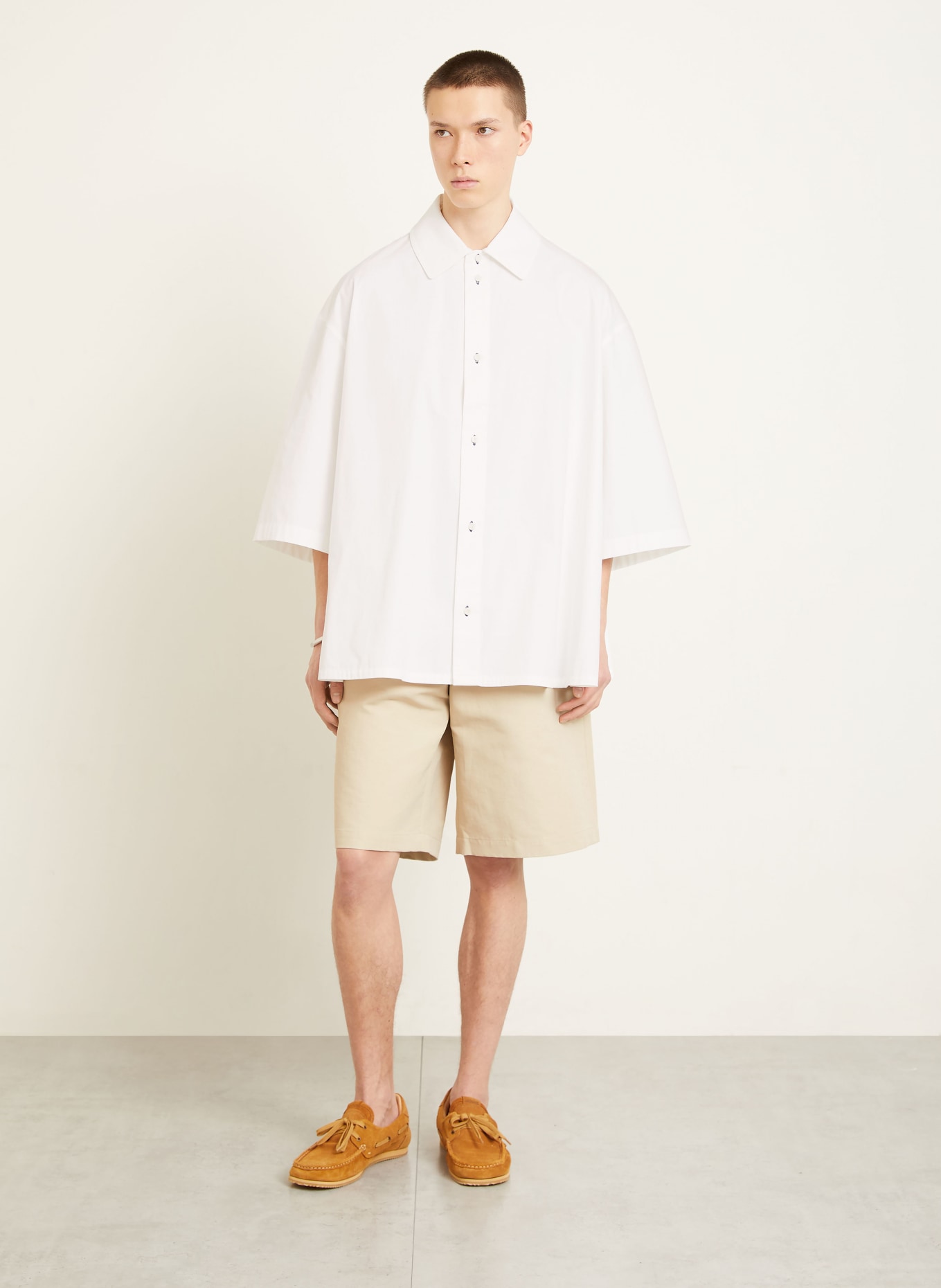 JACQUEMUS LA CHEMISE TRIANGLE Comfort Fit shirt with 3/4 sleeves: WHITE