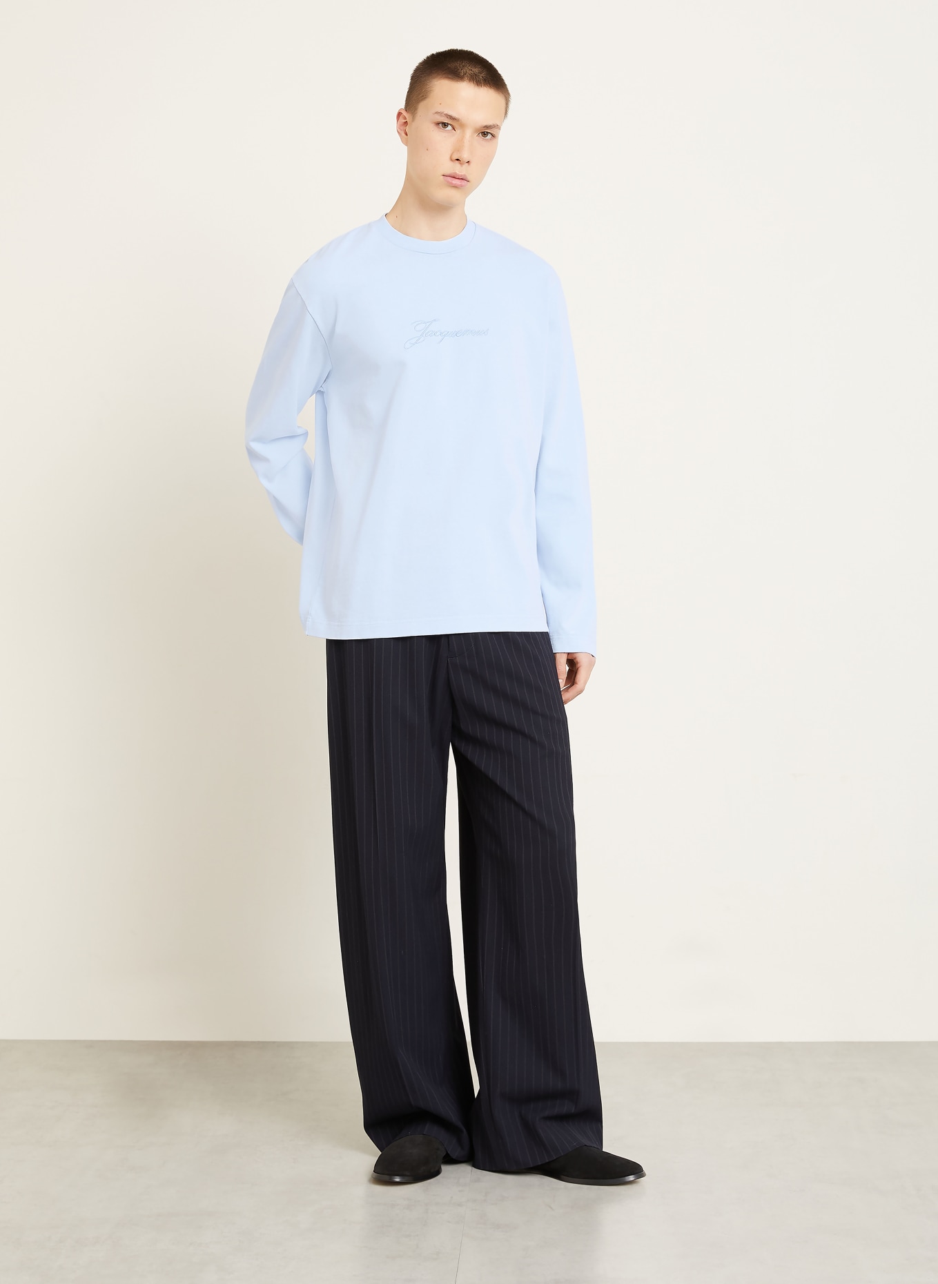 JACQUEMUS Long-sleeved LE T-SHIRT PIGMENTO: LIGHT BLUE