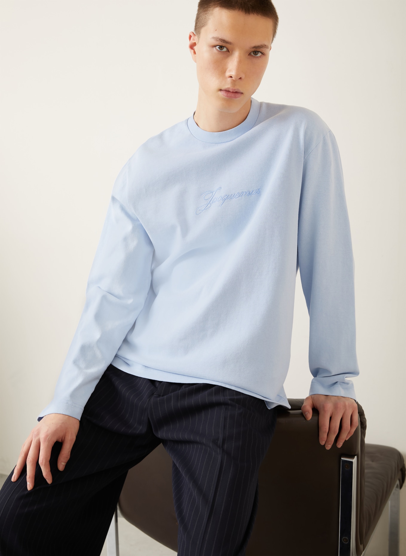 JACQUEMUS Long-sleeved LE T-SHIRT PIGMENTO: LIGHT BLUE