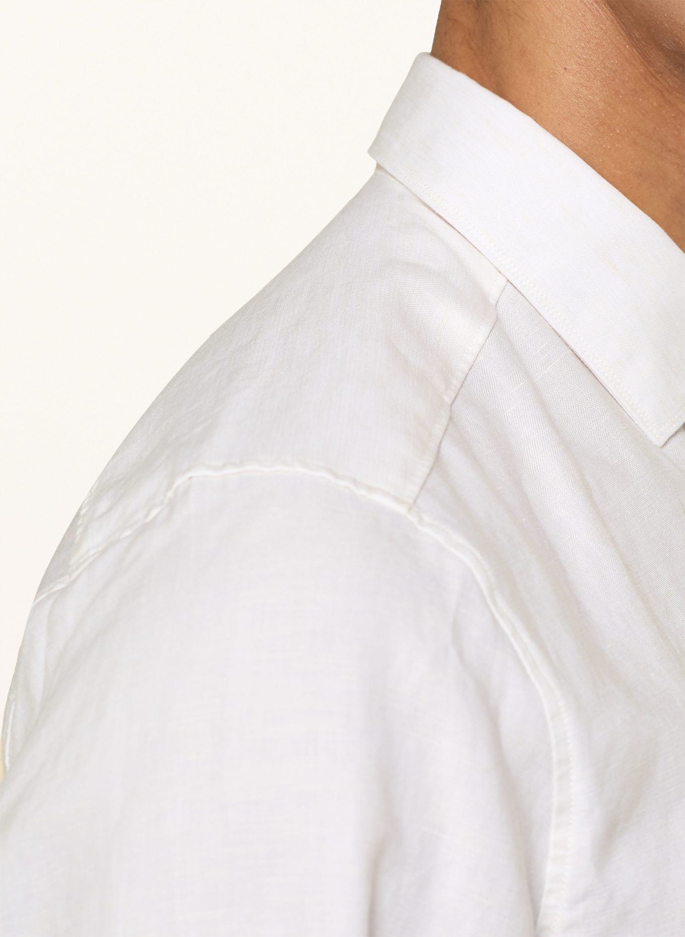 OLYMP Koszula Level Five o dopasowanym kroju z lnem: BEŻOWY