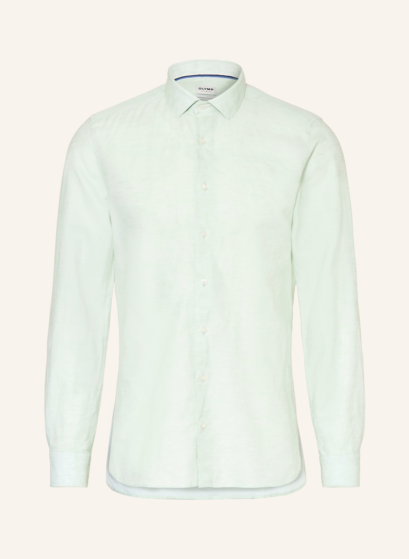 OLYMP Hemd Level Five body fit mit Leinen: HELLGRÜN