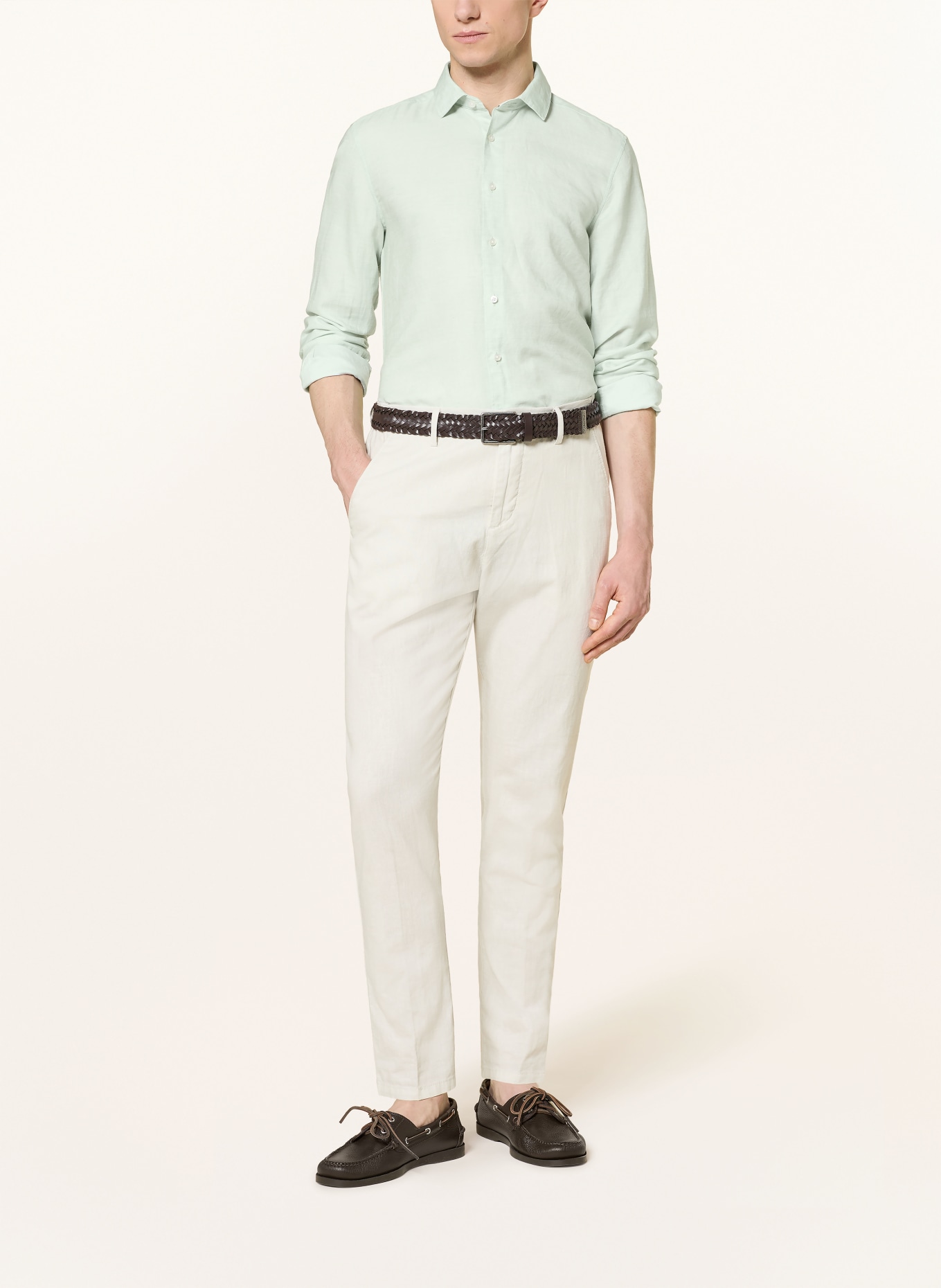 OLYMP Hemd Level Five body fit mit Leinen: HELLGRÜN