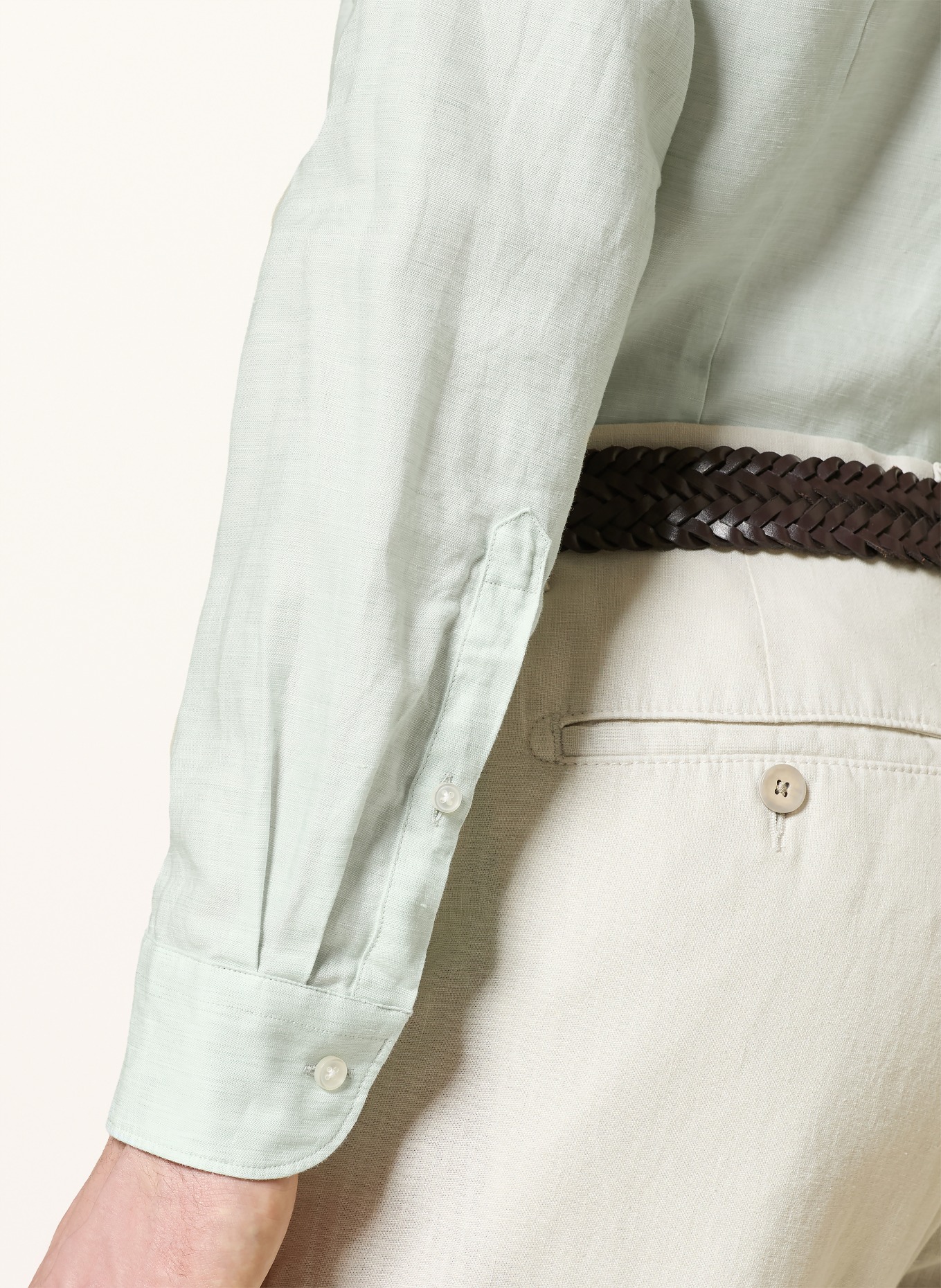 OLYMP Hemd Level Five body fit mit Leinen: HELLGRÜN