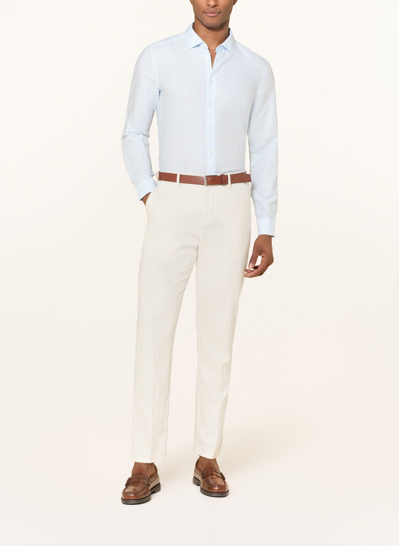 OLYMP Hemd Level Five body fit mit Leinen: HELLBLAU