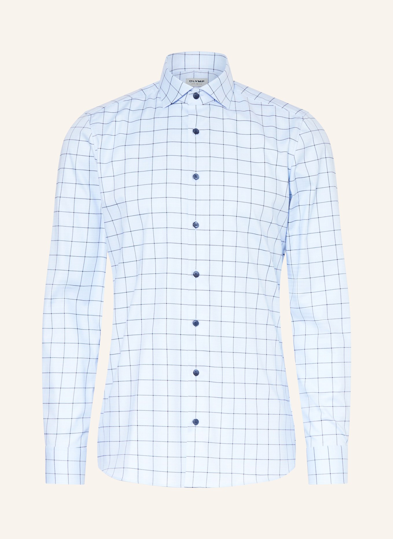 OLYMP Košile Level Five body fit: TMAVĚ MODRÁ / TMAVĚ ŠEDÁ