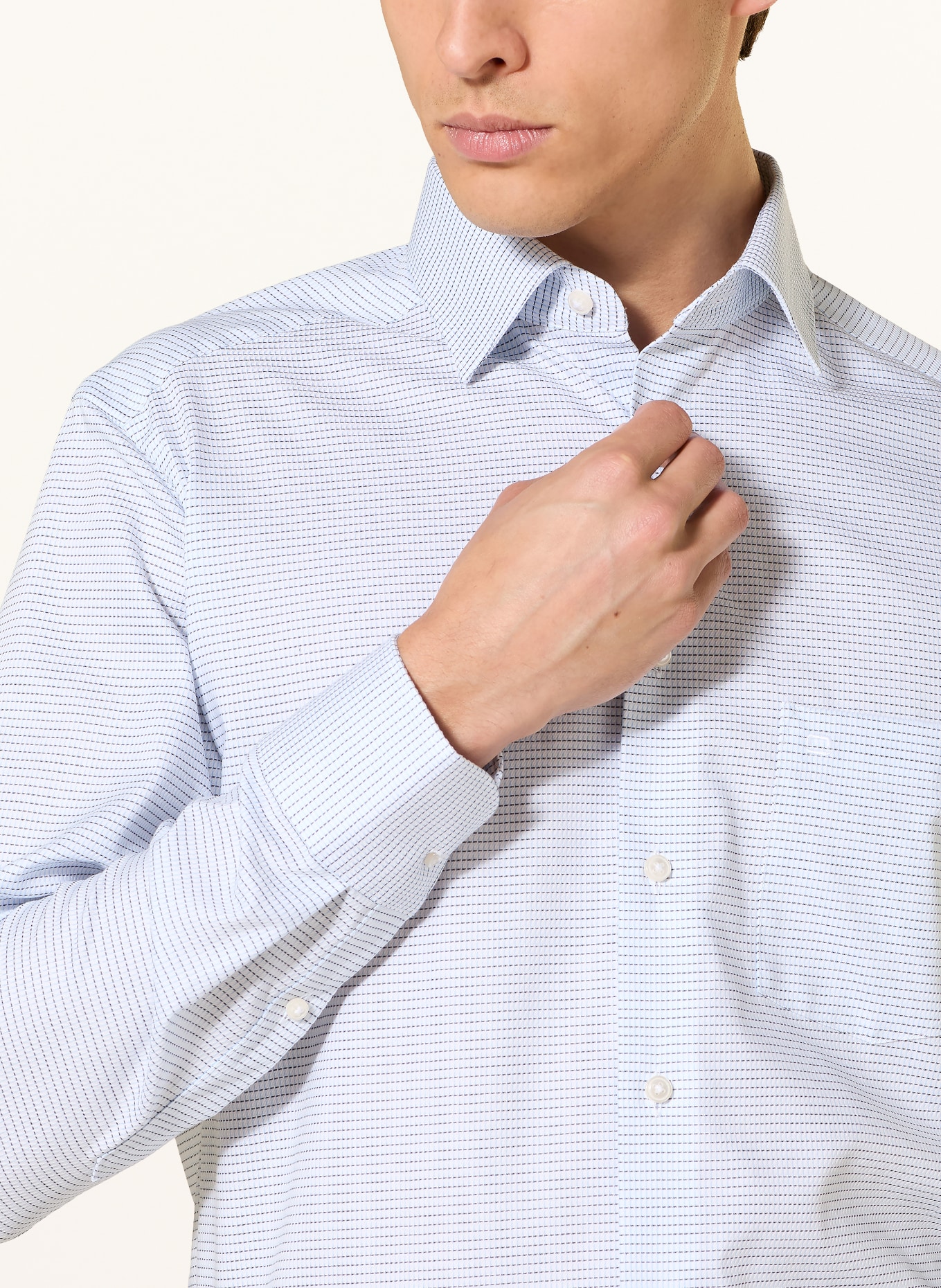 OLYMP Hemd modern fit: WEISS / HELLBLAU