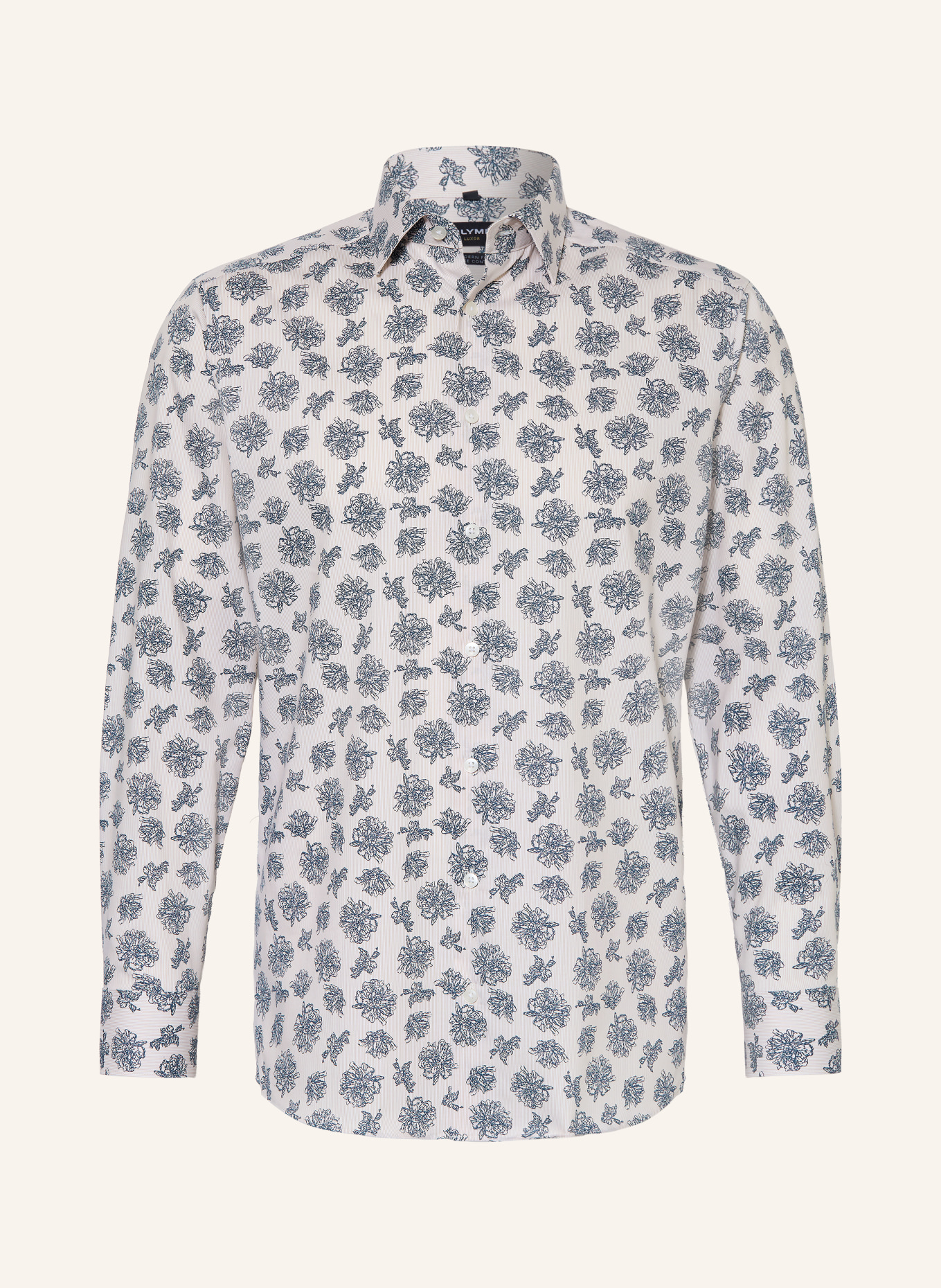OLYMP Hemd Luxor 24/Seven modern fit: CREME / DUNKELBLAU