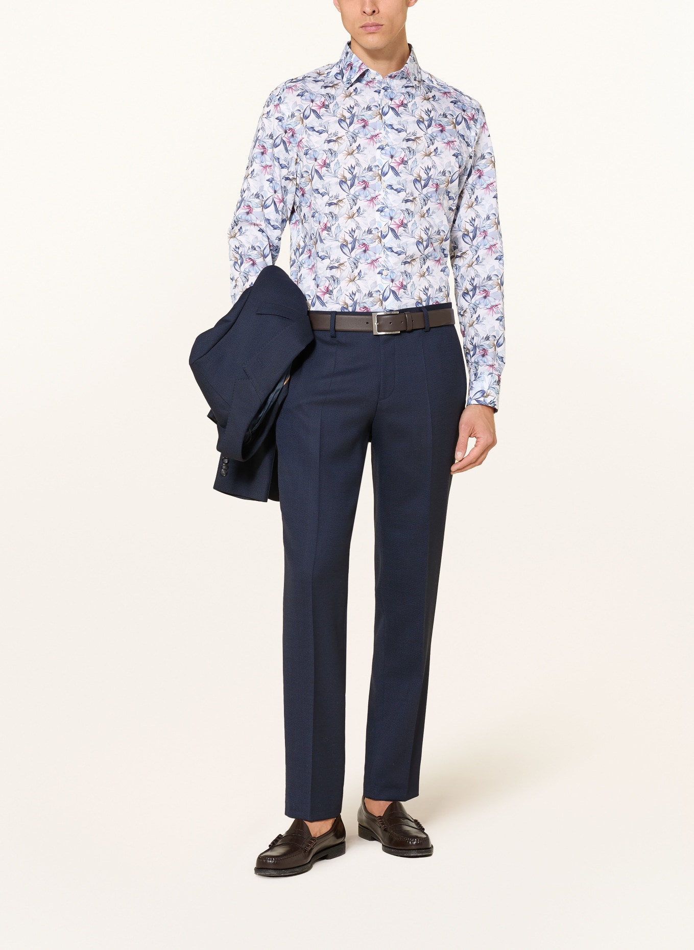 OLYMP Hemd modern fit: WEISS / PINK / DUNKELBLAU